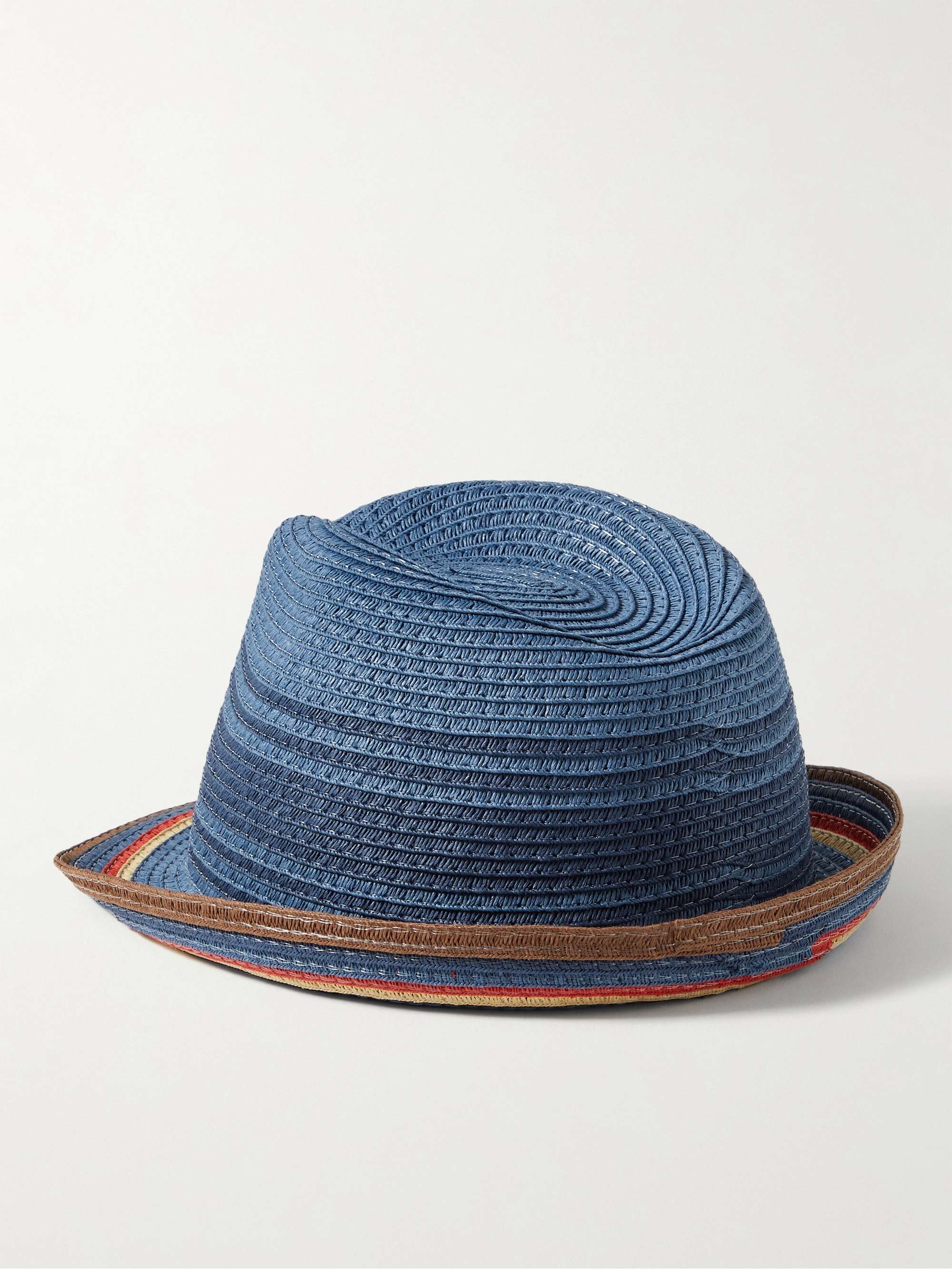 أزرق قبعة تريلبي مخططة من القش المجدول | PAUL SMITH | MR PORTER