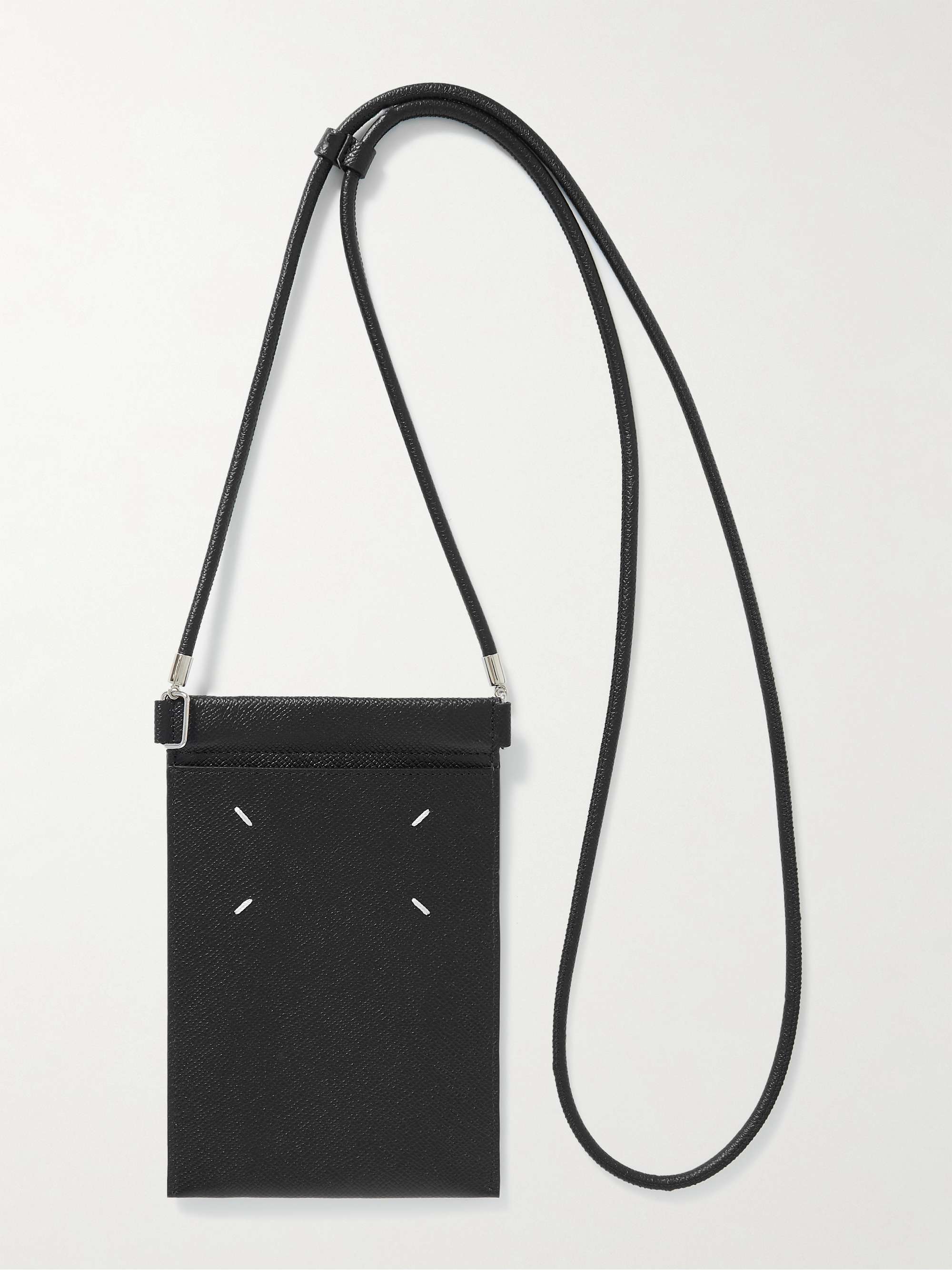 Maison Margiela Full-Grain Leather Phone Pouch with Lanyard