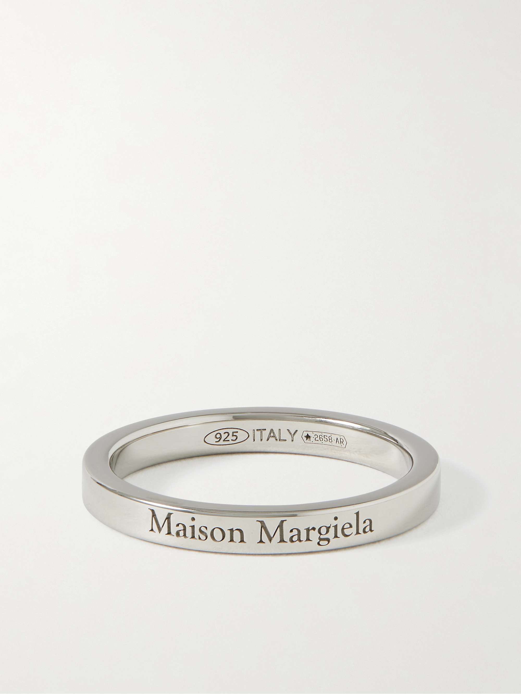 Anello in argento con logo inciso MAISON MARGIELA da uomo | MR PORTER