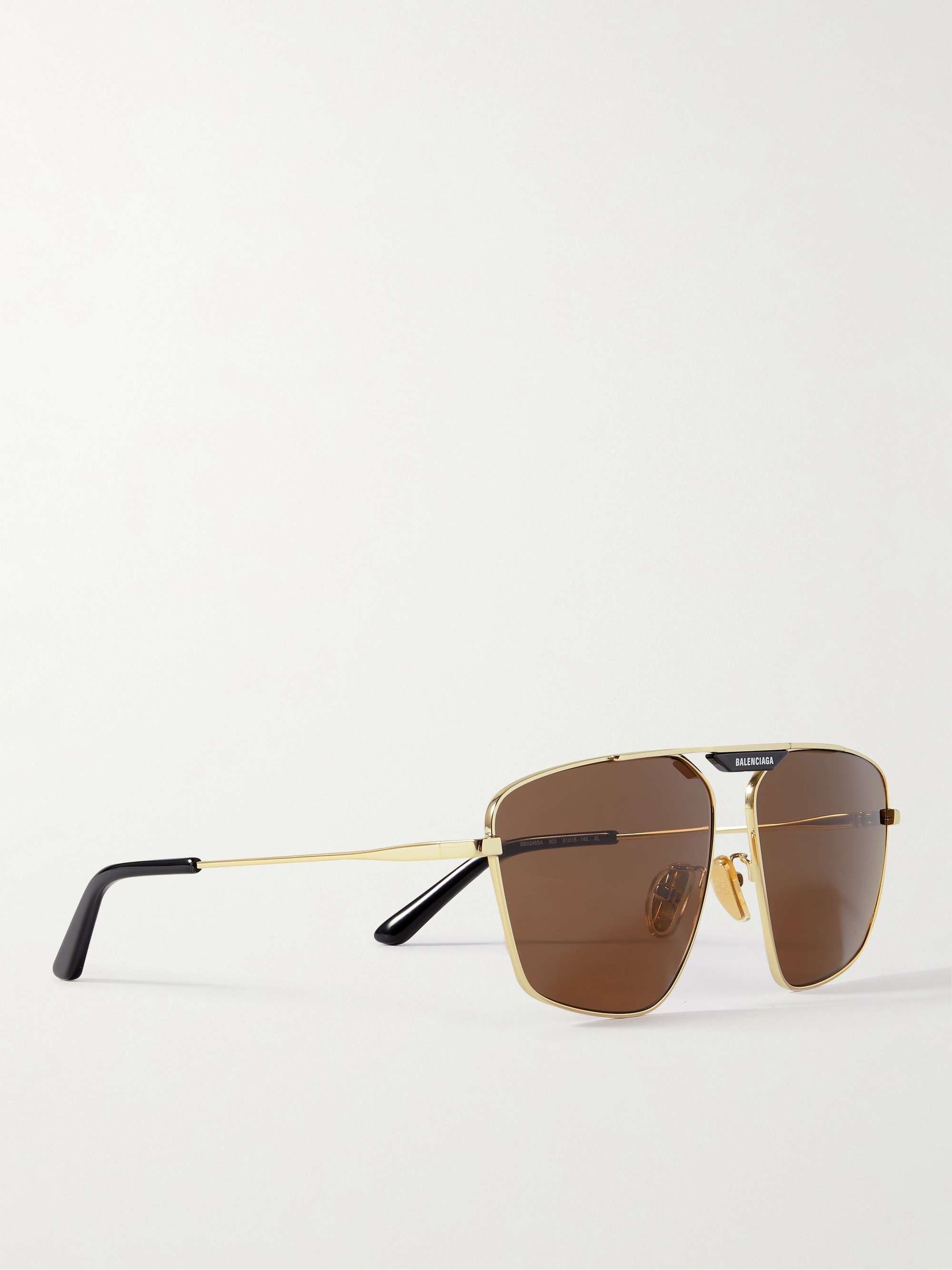 ذهبي نظارات شمسية من معدن ذهبي اللون بأسلوب أفياتور | BALENCIAGA EYEWEAR |  MR PORTER