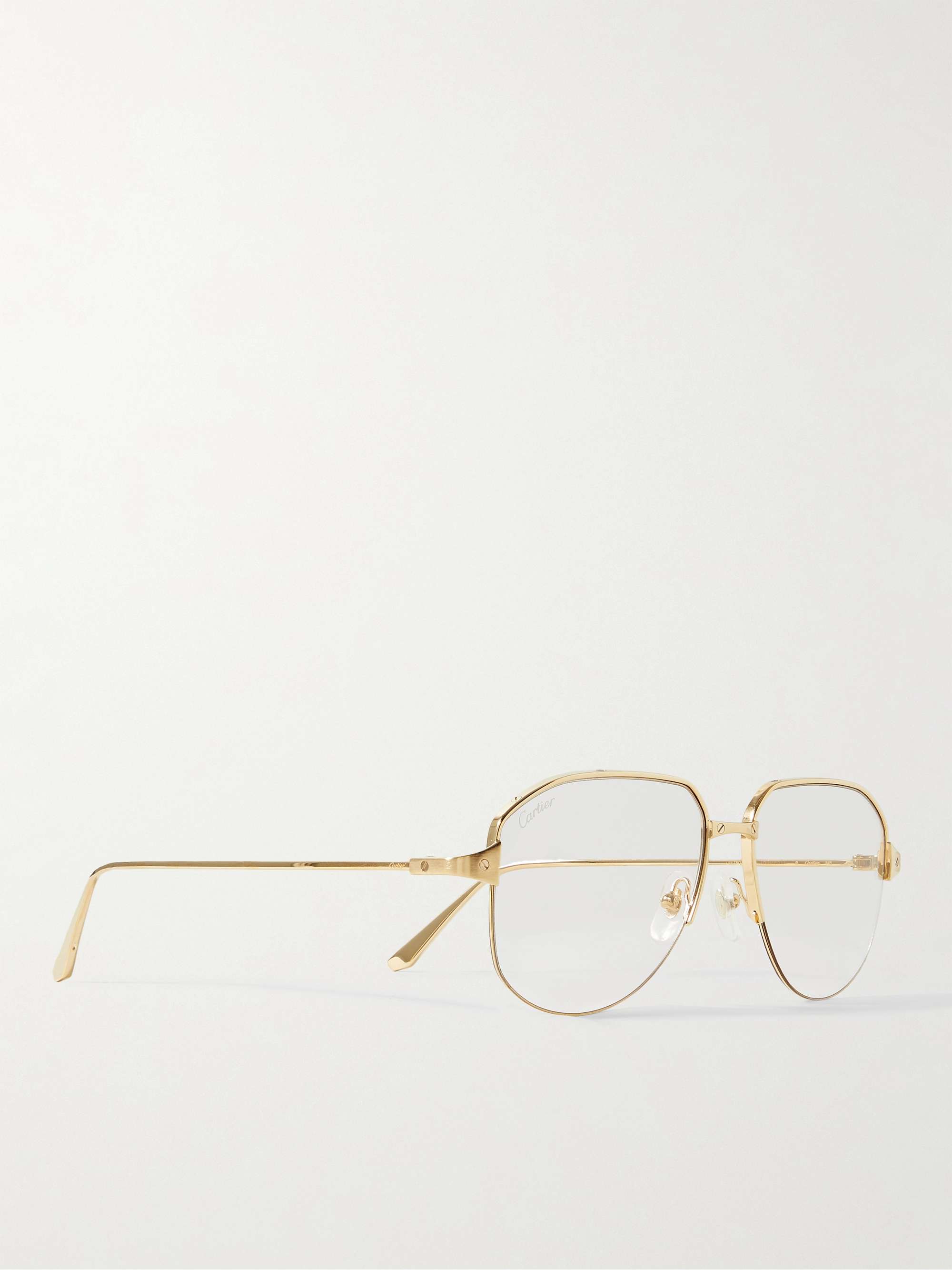 CARTIER EYEWEAR Santos Convertible Aviator-Style Gold-Tone Optical Glasses  for Men | MR PORTER