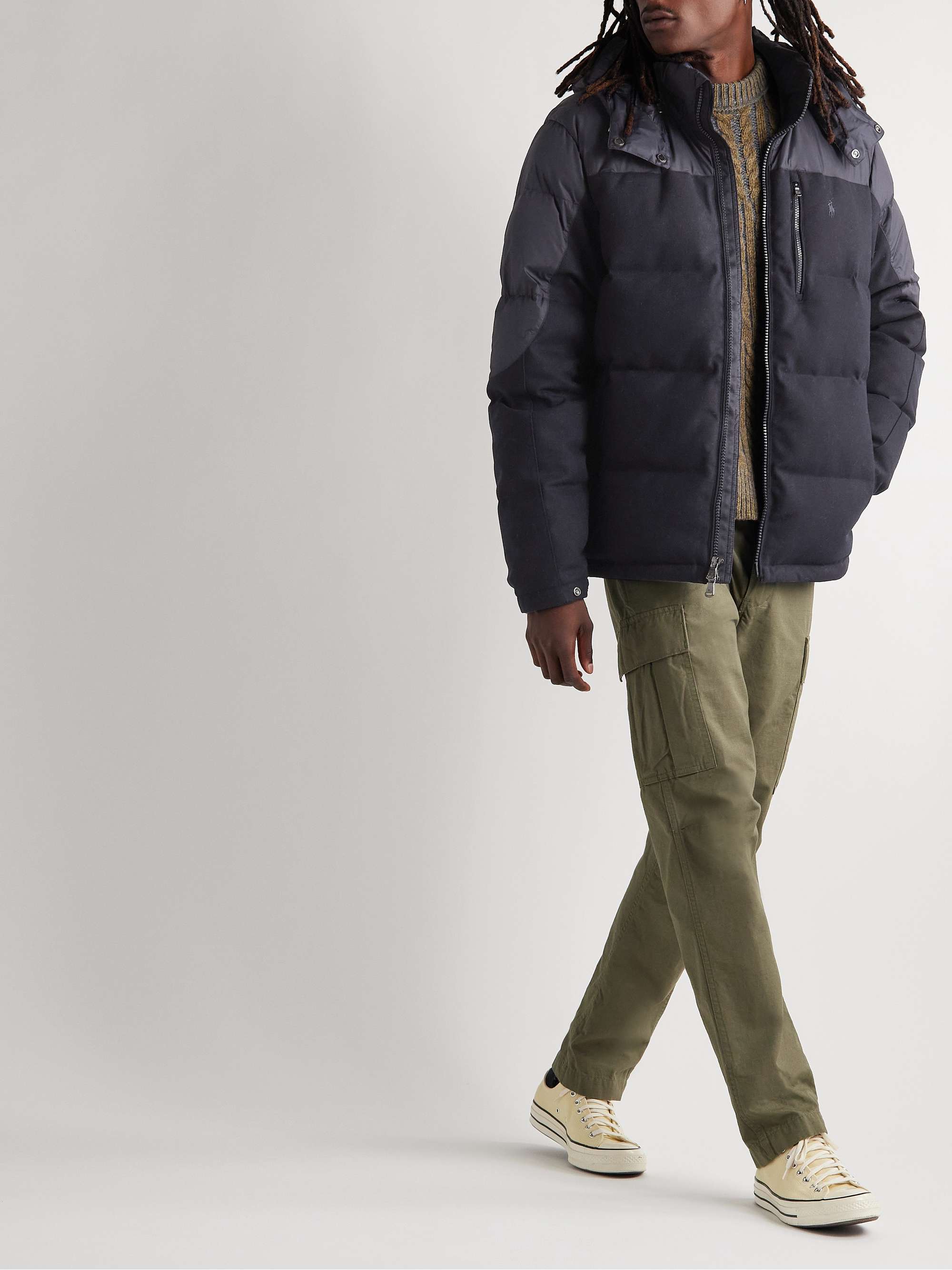 POLO RALPH LAUREN Quilted Wool-Blend Twill and Ripstop Down Hooded Jacket |  MR PORTER