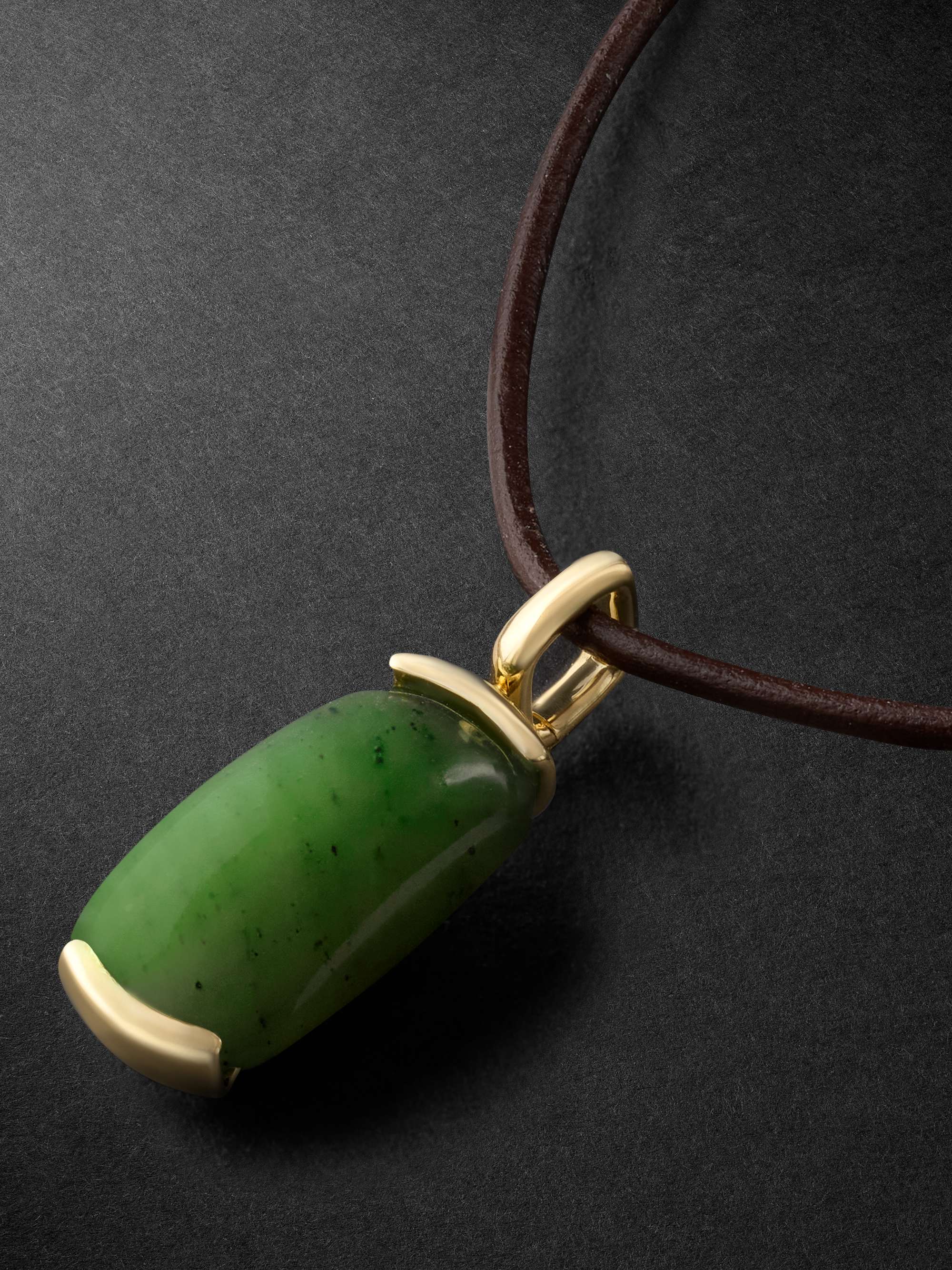 FERNANDO JORGE Oblong 18-Karat Gold, Leather and Nephrite Jade Pendant  Necklace for Men | MR PORTER