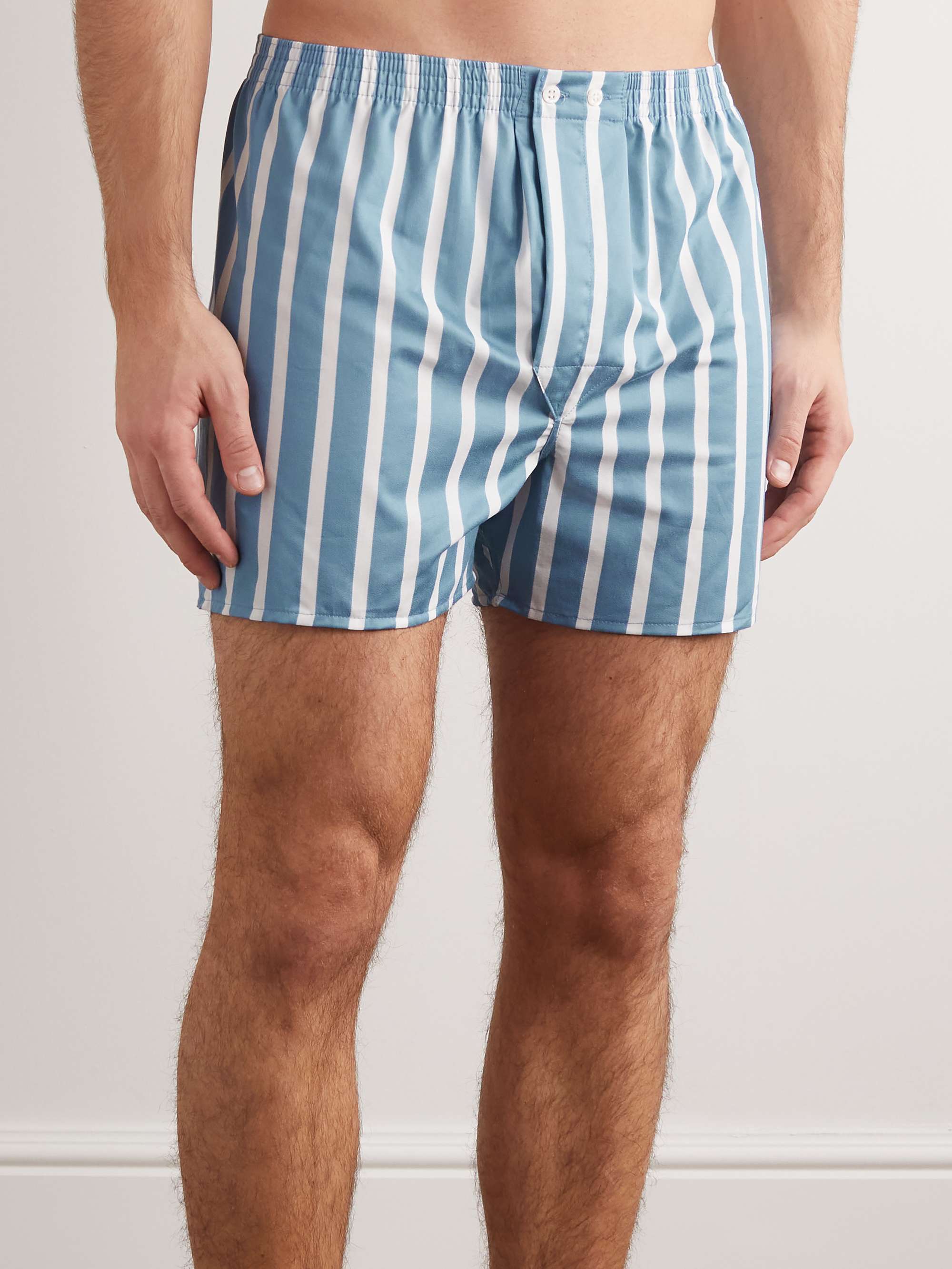 DEREK ROSE Royal 219 Slim-Fit Striped Cotton Boxer Shorts for Men | MR  PORTER