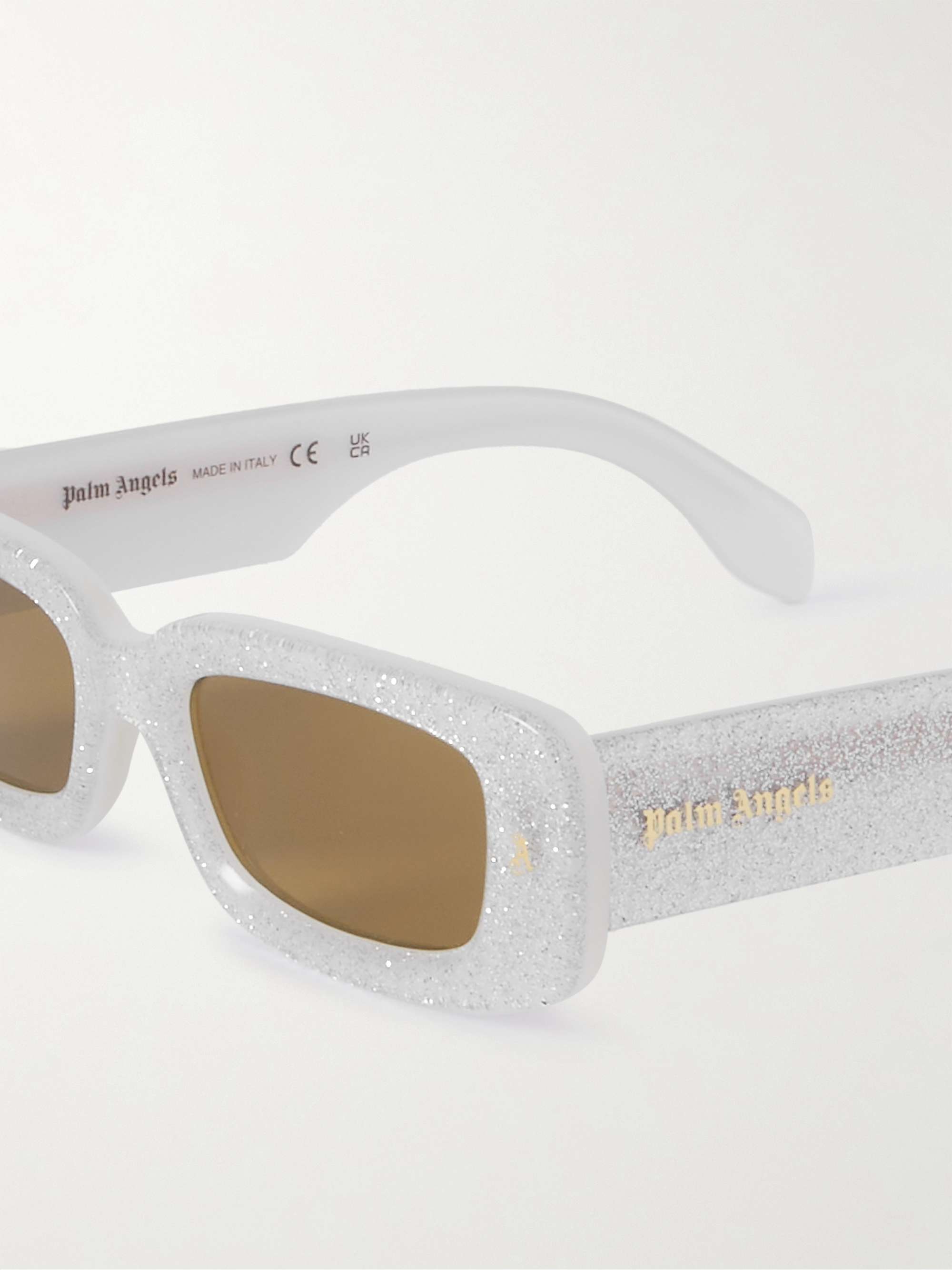 Palm Angels Casablanca Studded Square-Frame Sunglasses White/Caramel (PERI008S22PLA0010160)