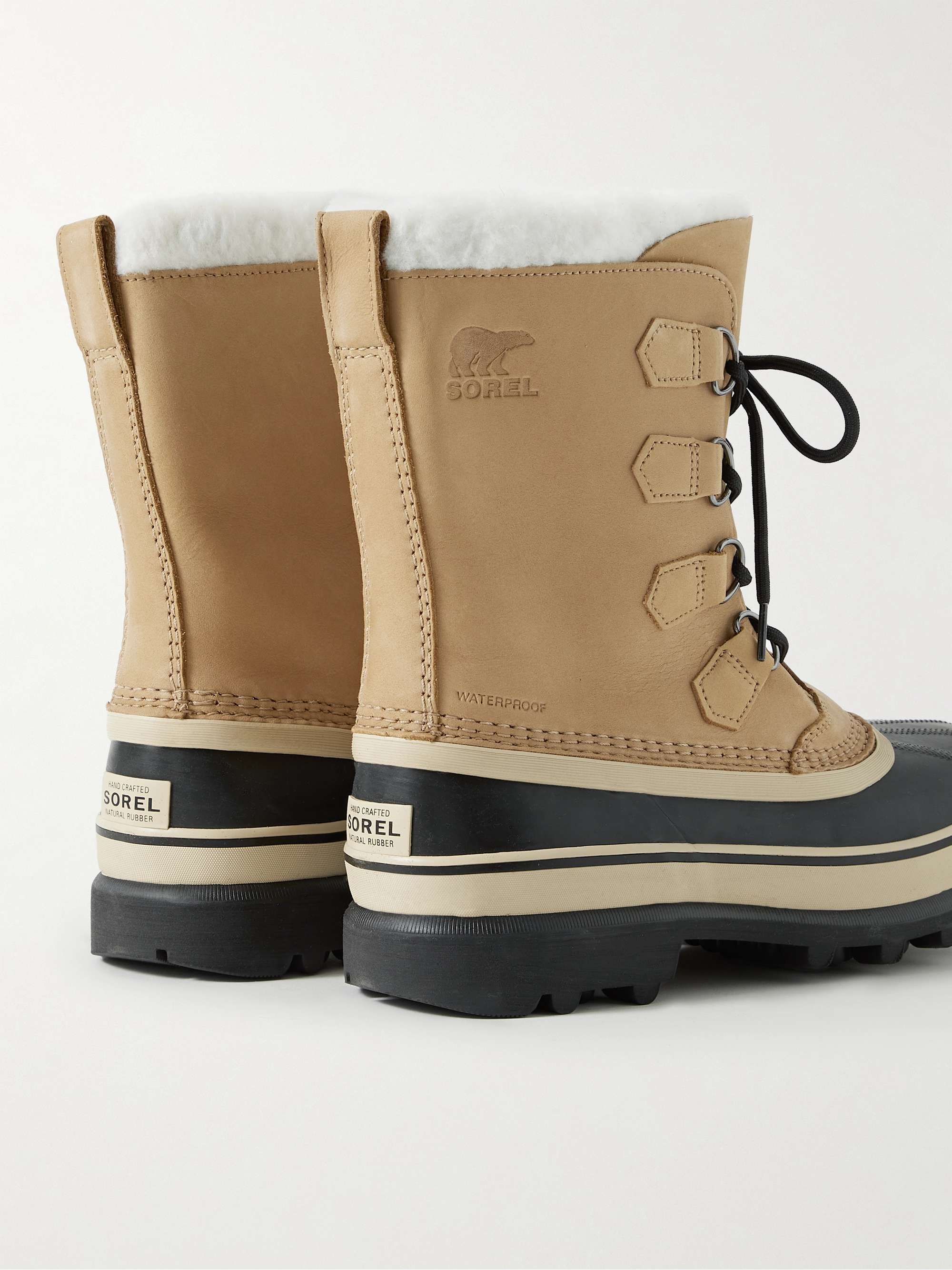 SOREL Caribou™ Faux Shearling-Trimmed Nubuck and Rubber Snow Boots