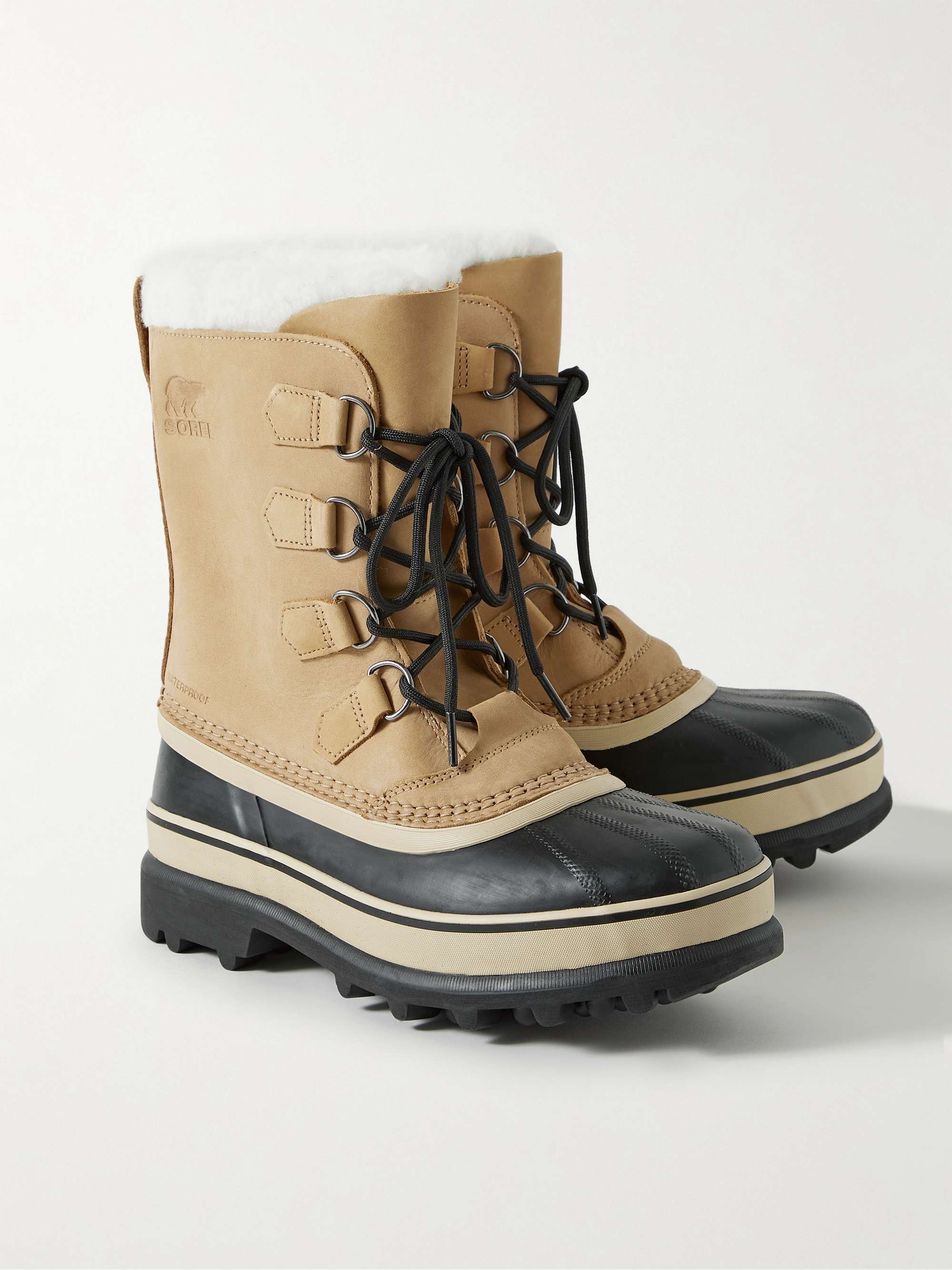 SOREL Caribou™ Faux Shearling-Trimmed Nubuck and Rubber Snow Boots