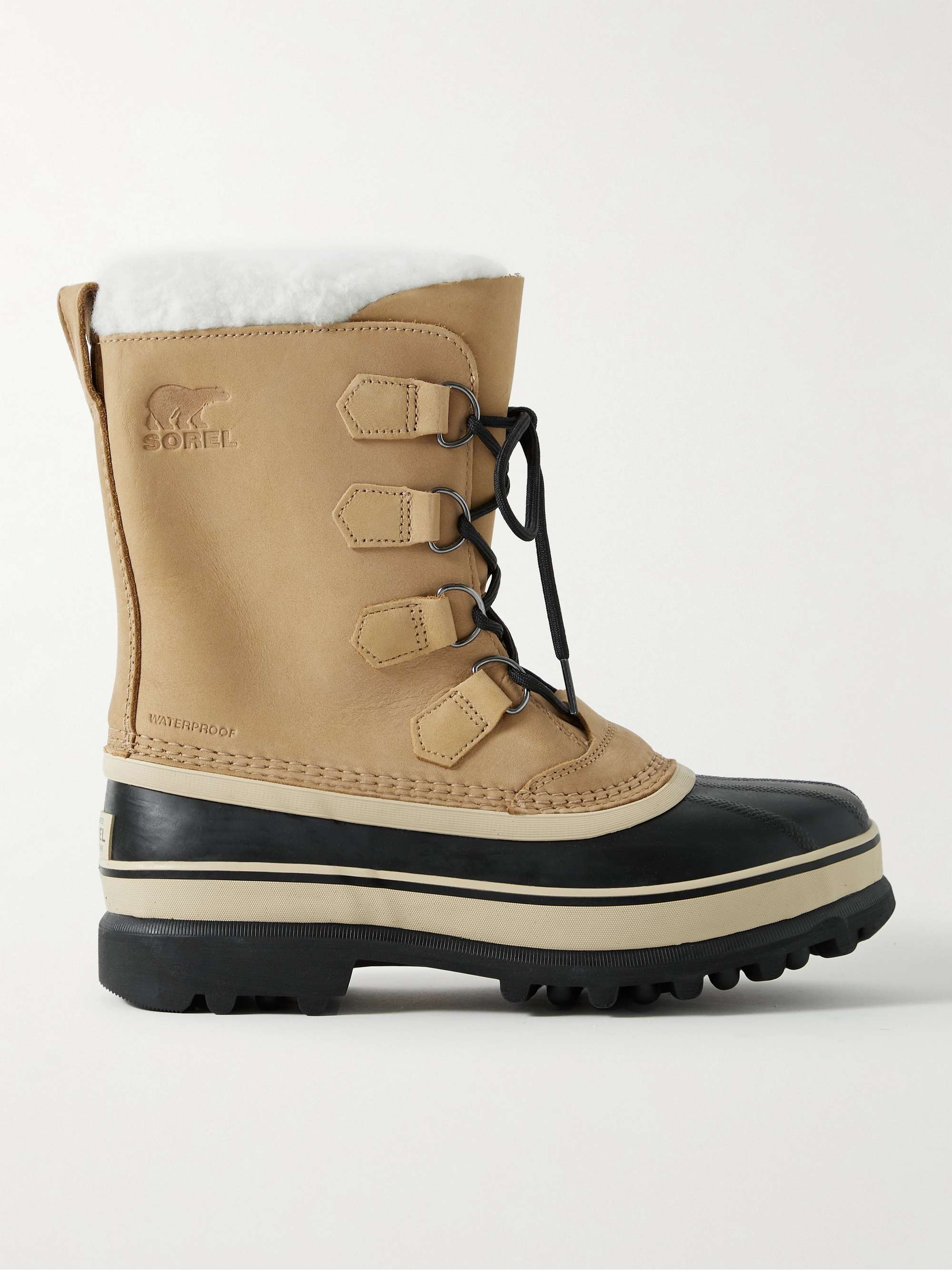 SOREL Caribou™ Faux Shearling-Trimmed Nubuck and Rubber Snow Boots for Men  | MR PORTER