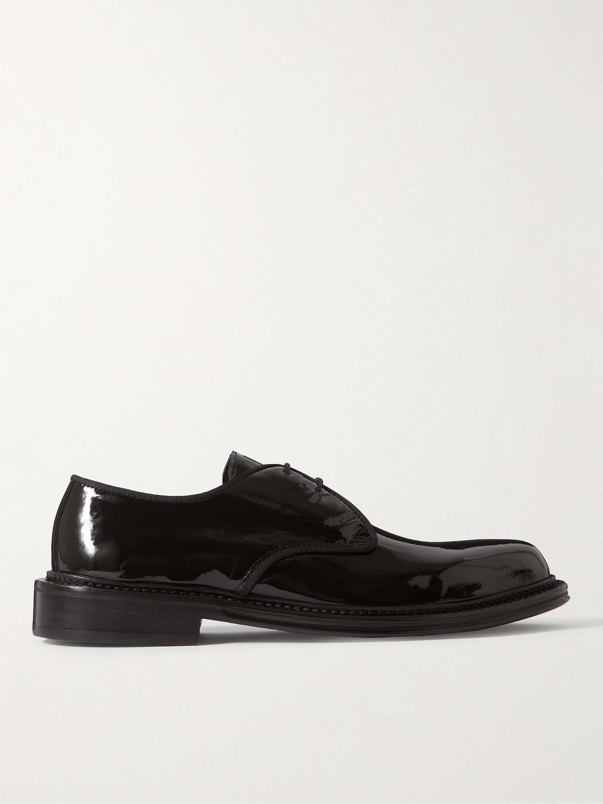 MR P. Grosgrain-Trimmed Patent-Leather Derby Shoes | MR PORTER