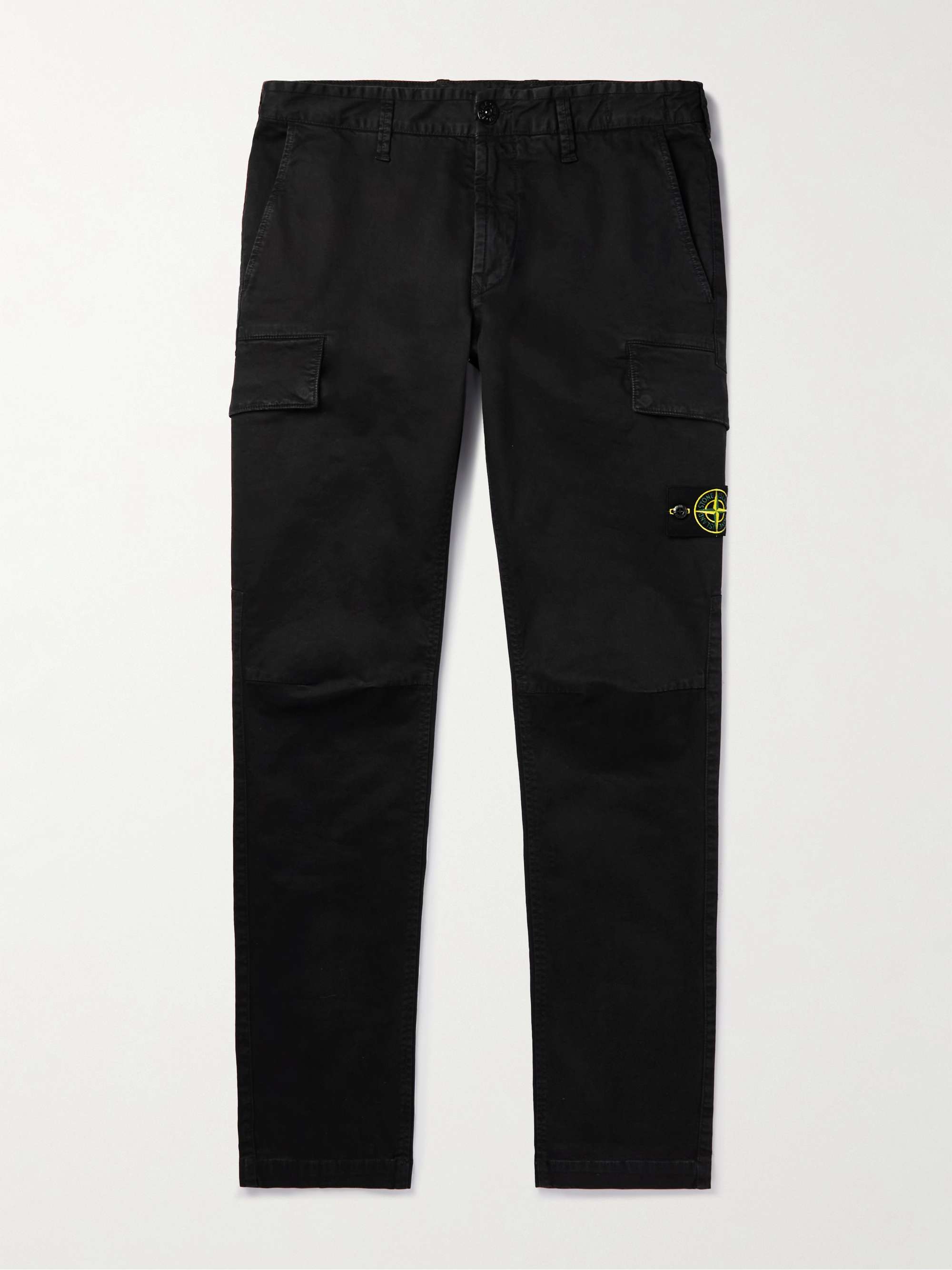 STONE ISLAND Tapered Logo-Appliquéd Cotton-Blend Twill Trousers for Men ...