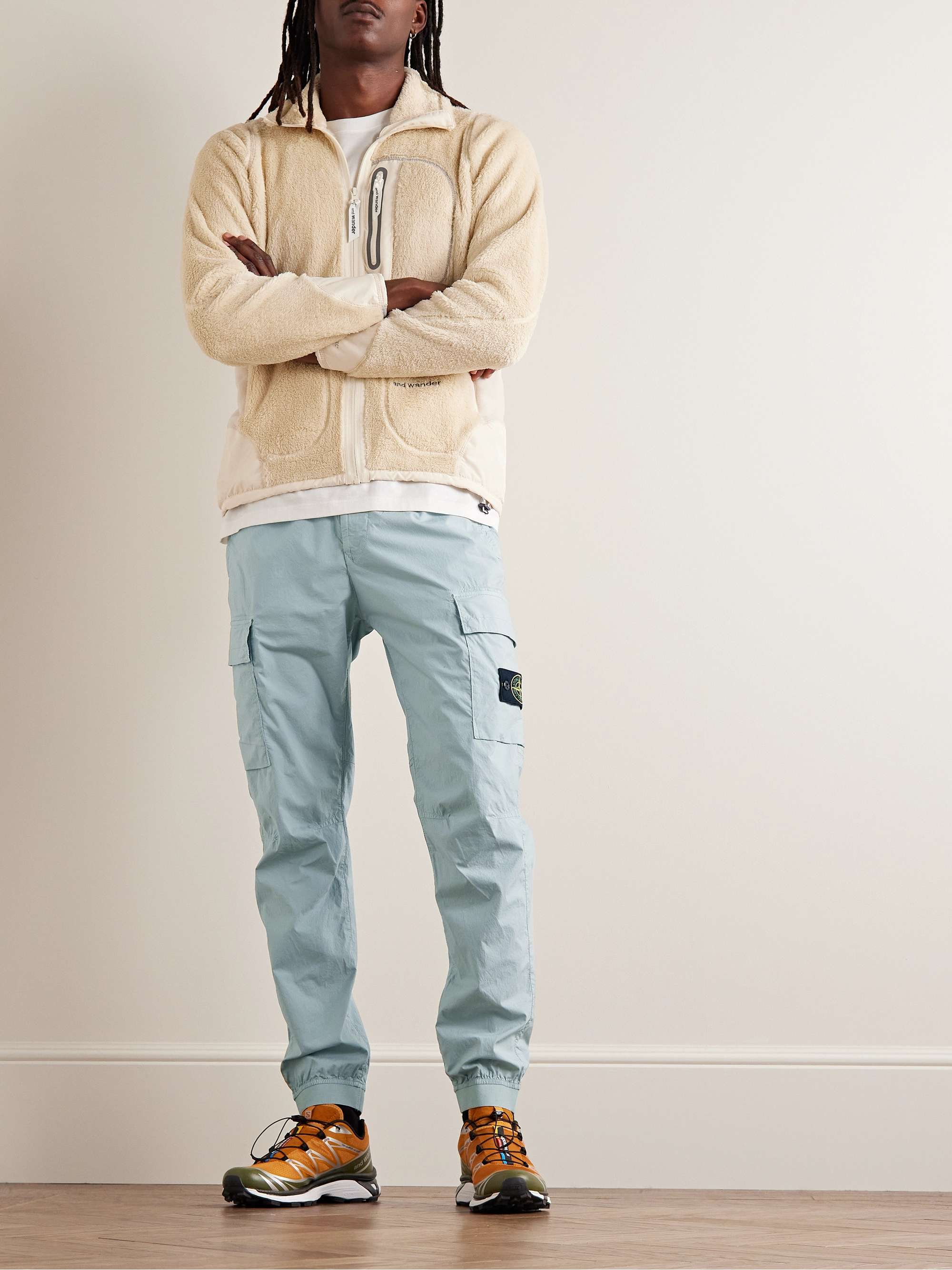 Light blue Tapered Garment-Dyed Stretch-Cotton Cargo Trousers | STONE ISLAND  | MR PORTER