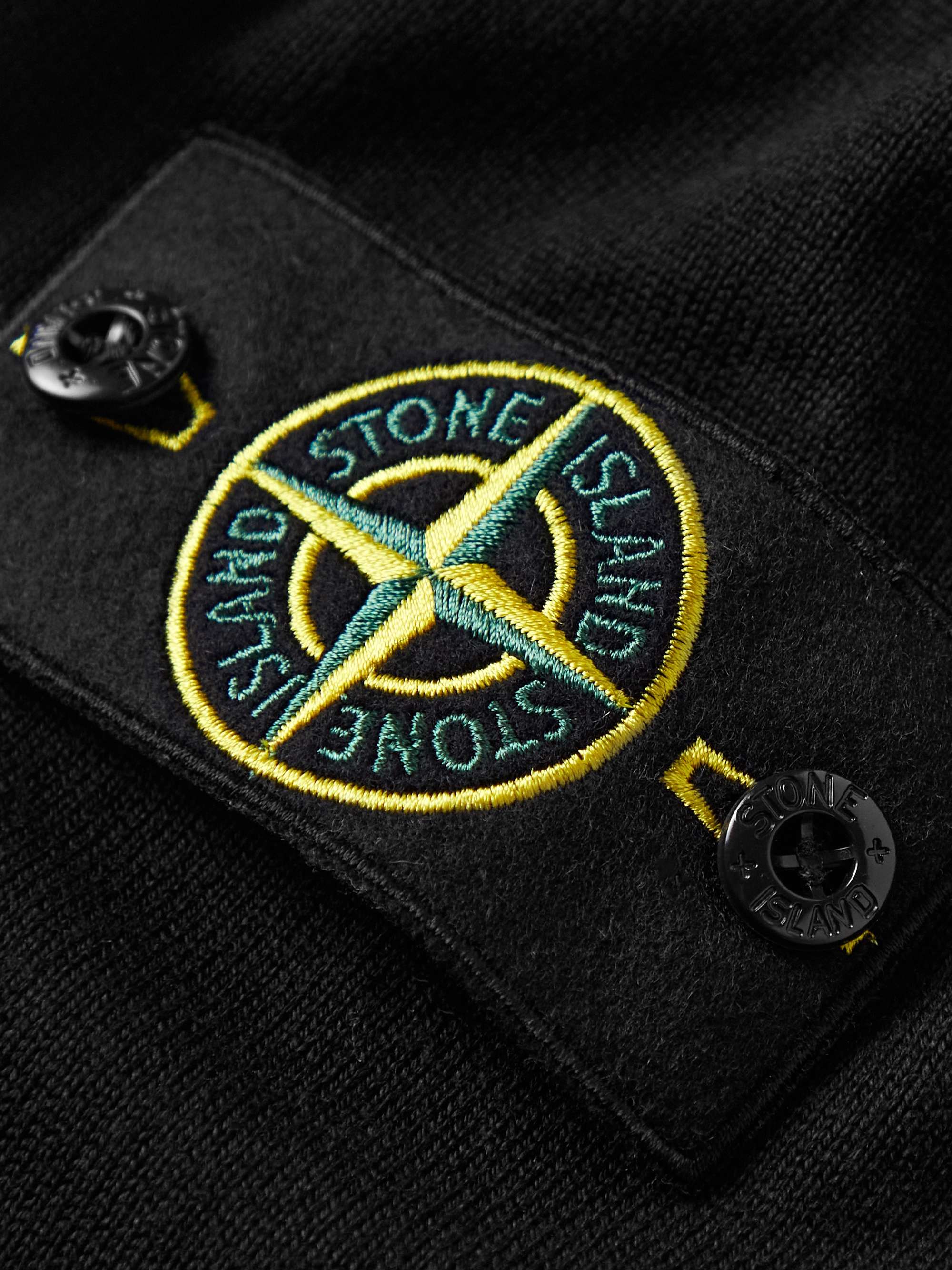 Black Logo-Appliquéd Organic Cotton Zip-Up Cardigan | STONE ISLAND | MR  PORTER