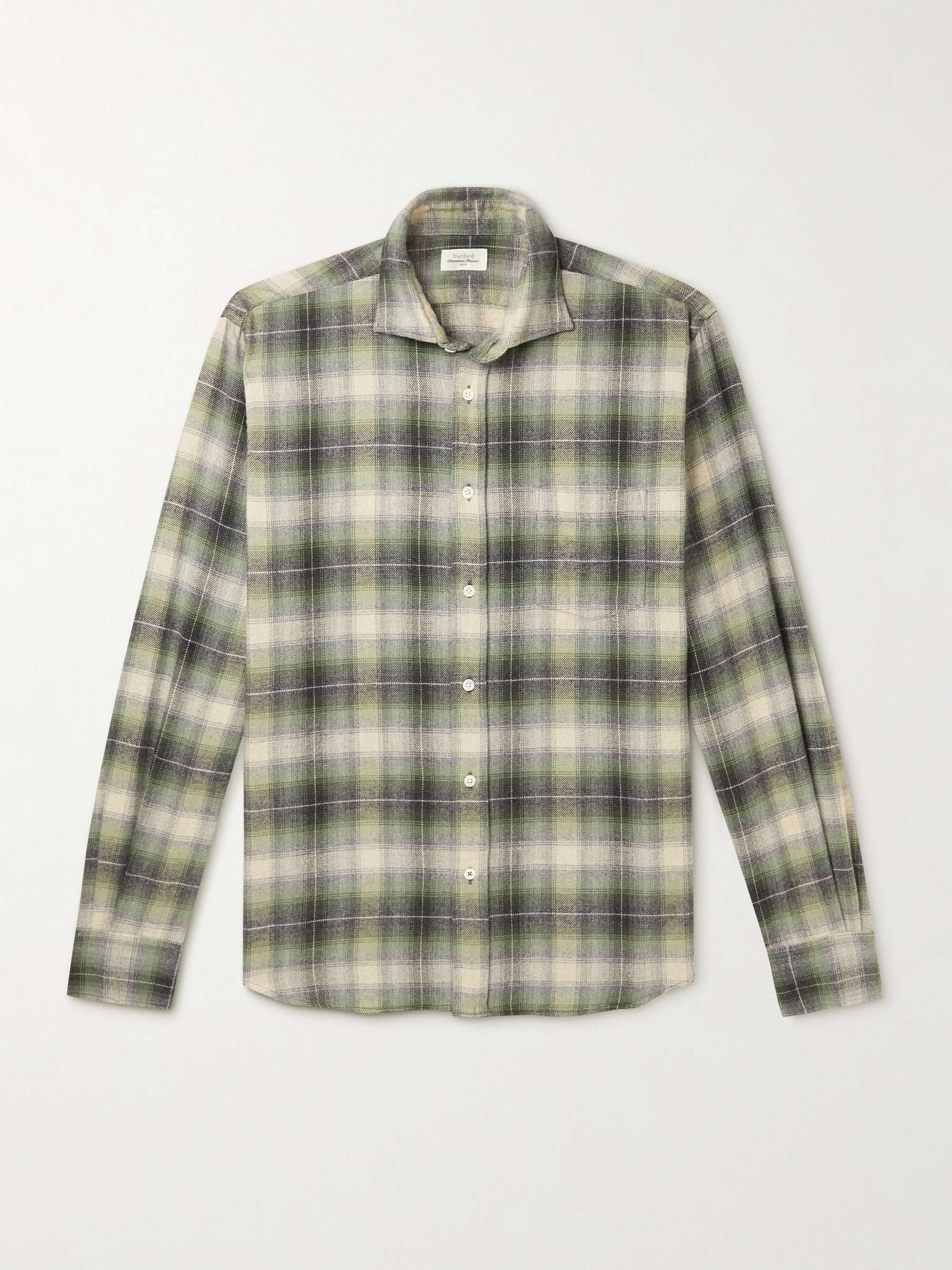 HARTFORD Paul Cutaway-Collar Checked Cotton-Flannel Shirt for Men | MR ...