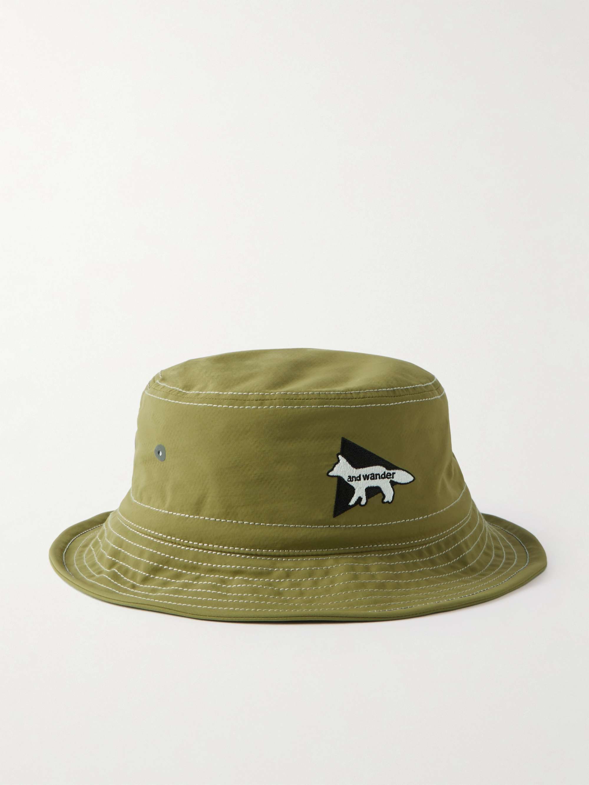 AND WANDER + Maison Kitsuné Logo-Embroidered Nylon Bucket Hat for Men | MR  PORTER
