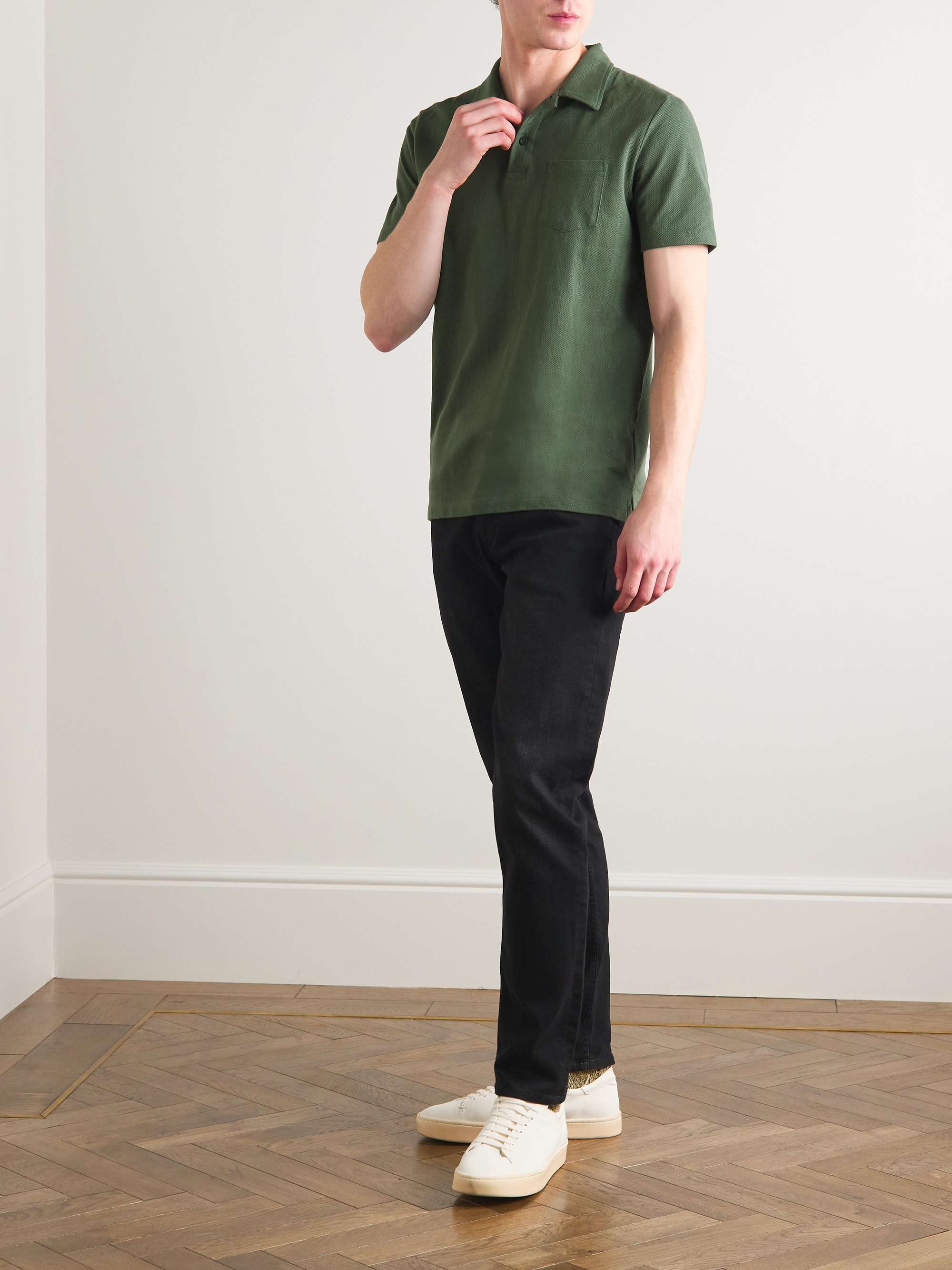 SUNSPEL Riviera Slim-Fit Cotton-Mesh Polo Shirt | MR PORTER