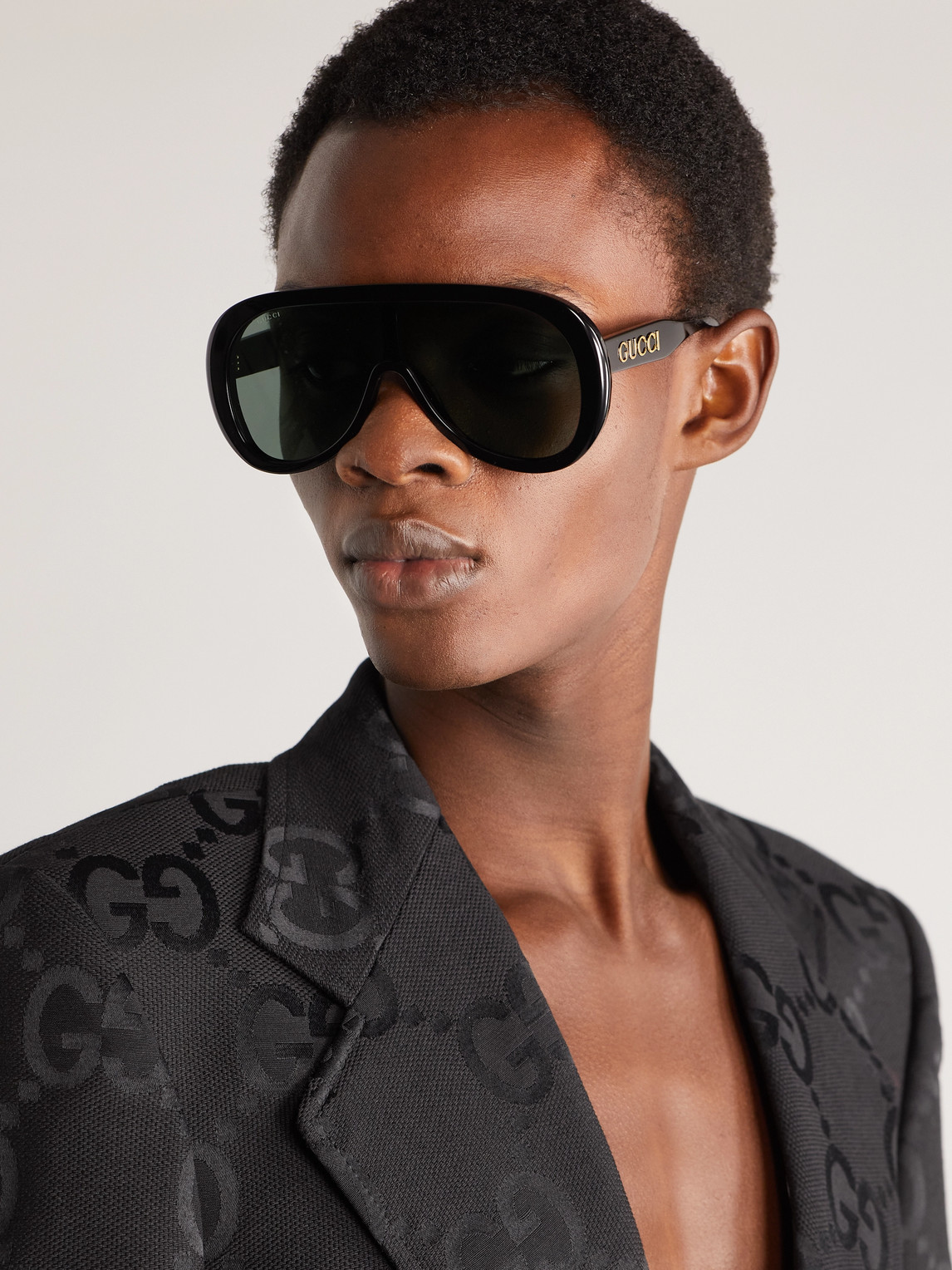 Gucci Aviator-style Acetate Sunglasses In Black | ModeSens