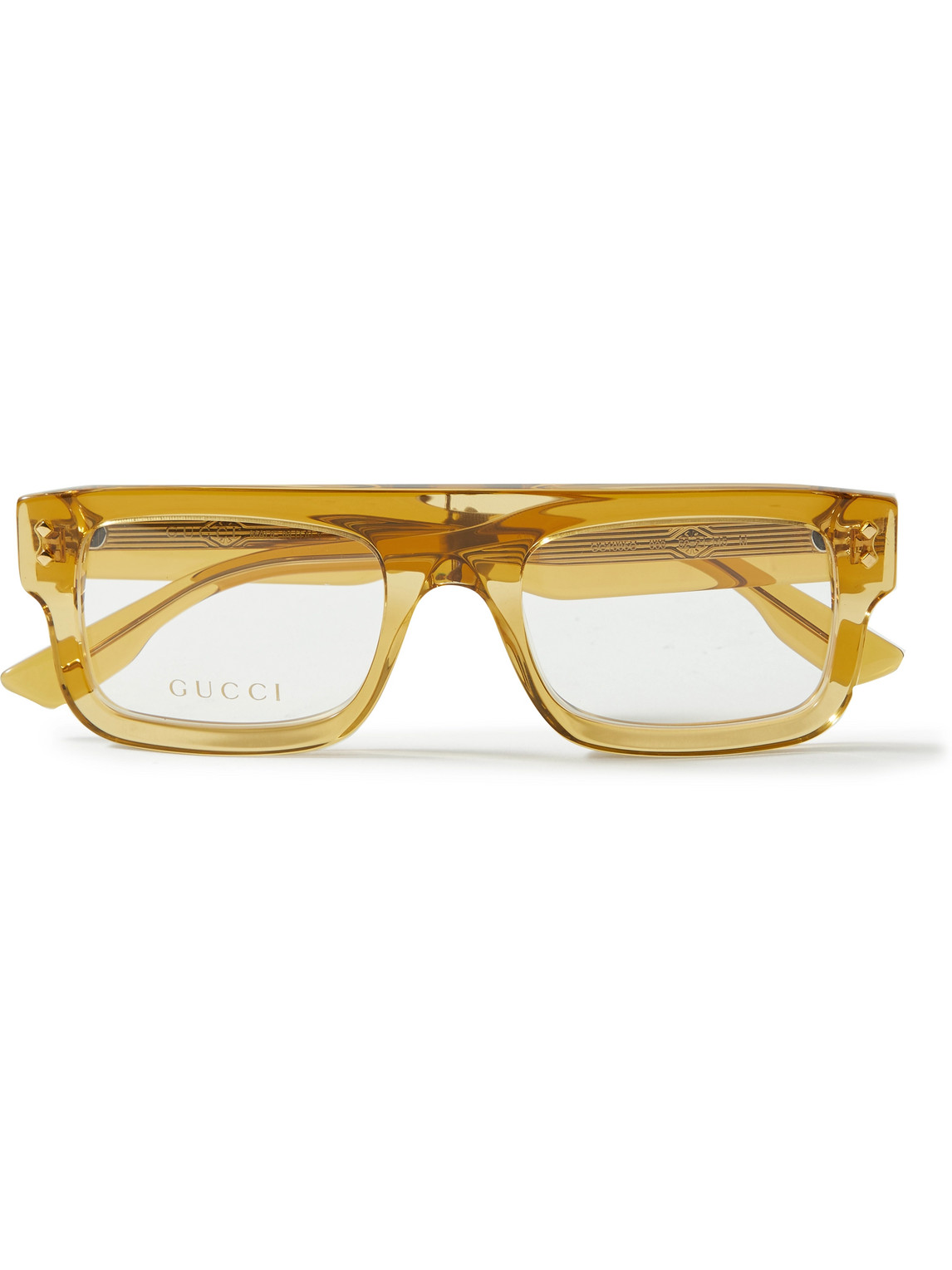 Gucci Rectangle-frame Acetate Optical Glasses In Yellow | ModeSens