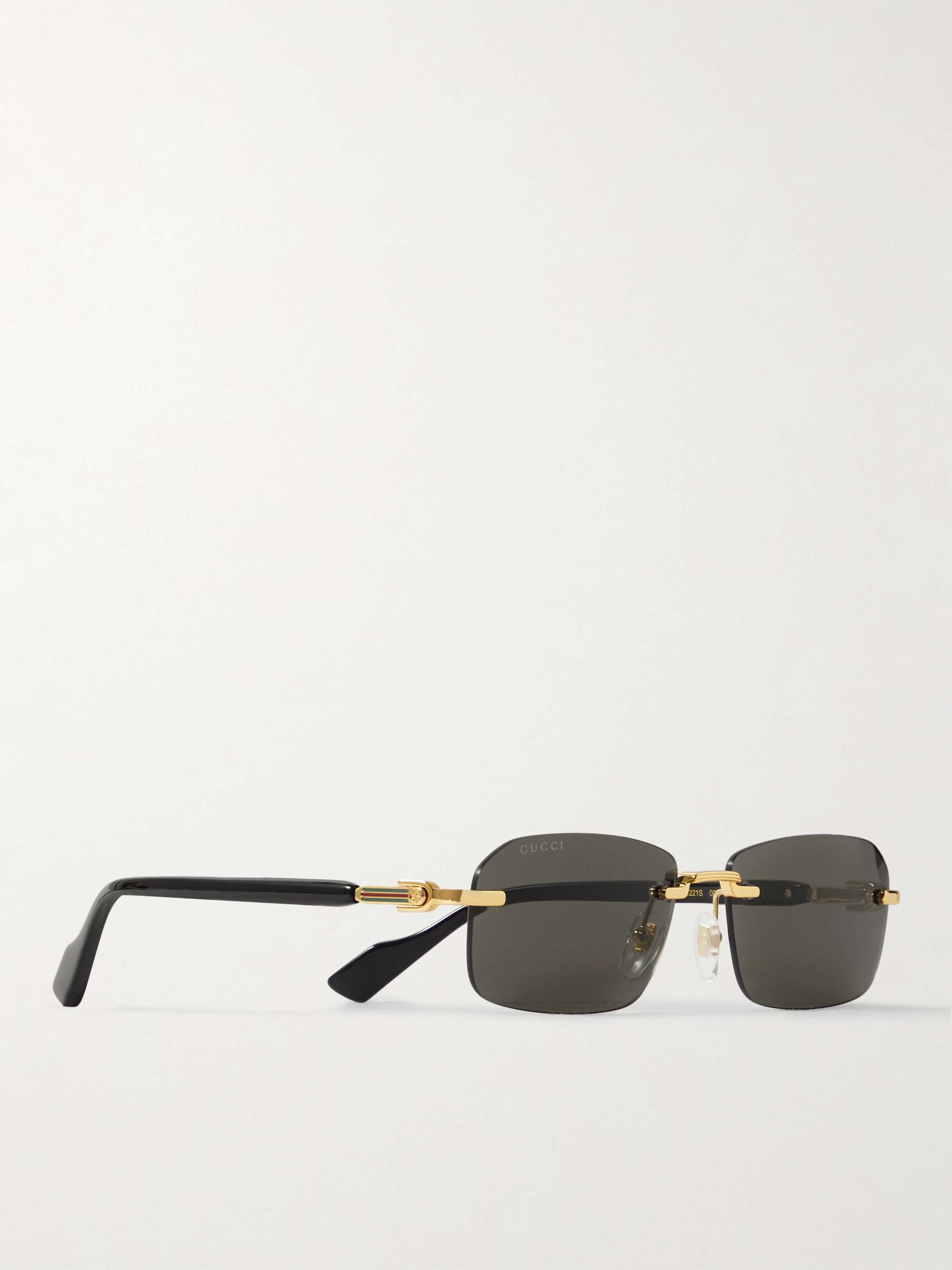 GUCCI EYEWEAR Rimless Rectangular-Frame Gold-Tone and Acetate Sunglasses |  MR PORTER