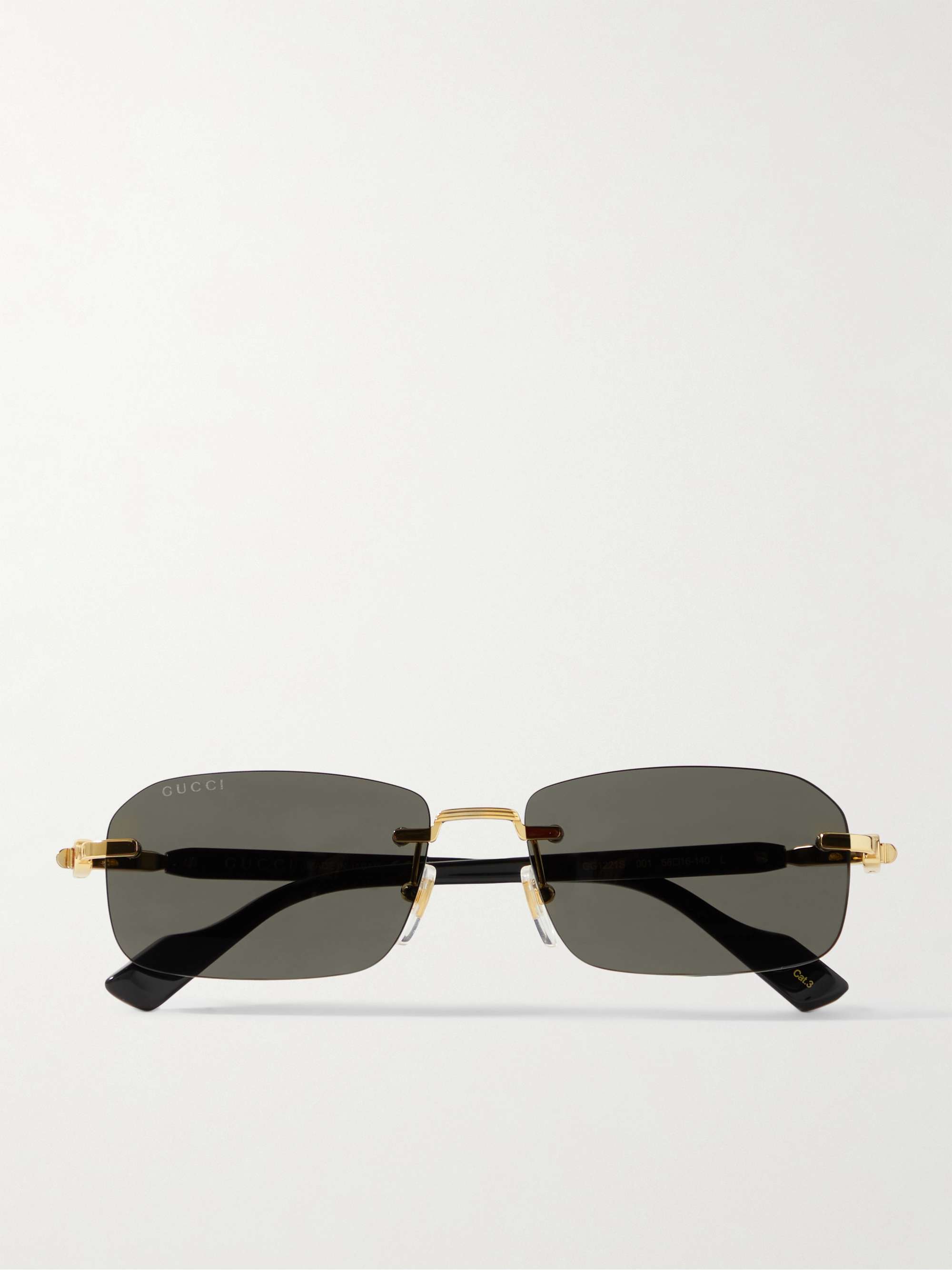 GUCCI EYEWEAR Rimless Rectangular-Frame Gold-Tone and Acetate Sunglasses  for Men | MR PORTER