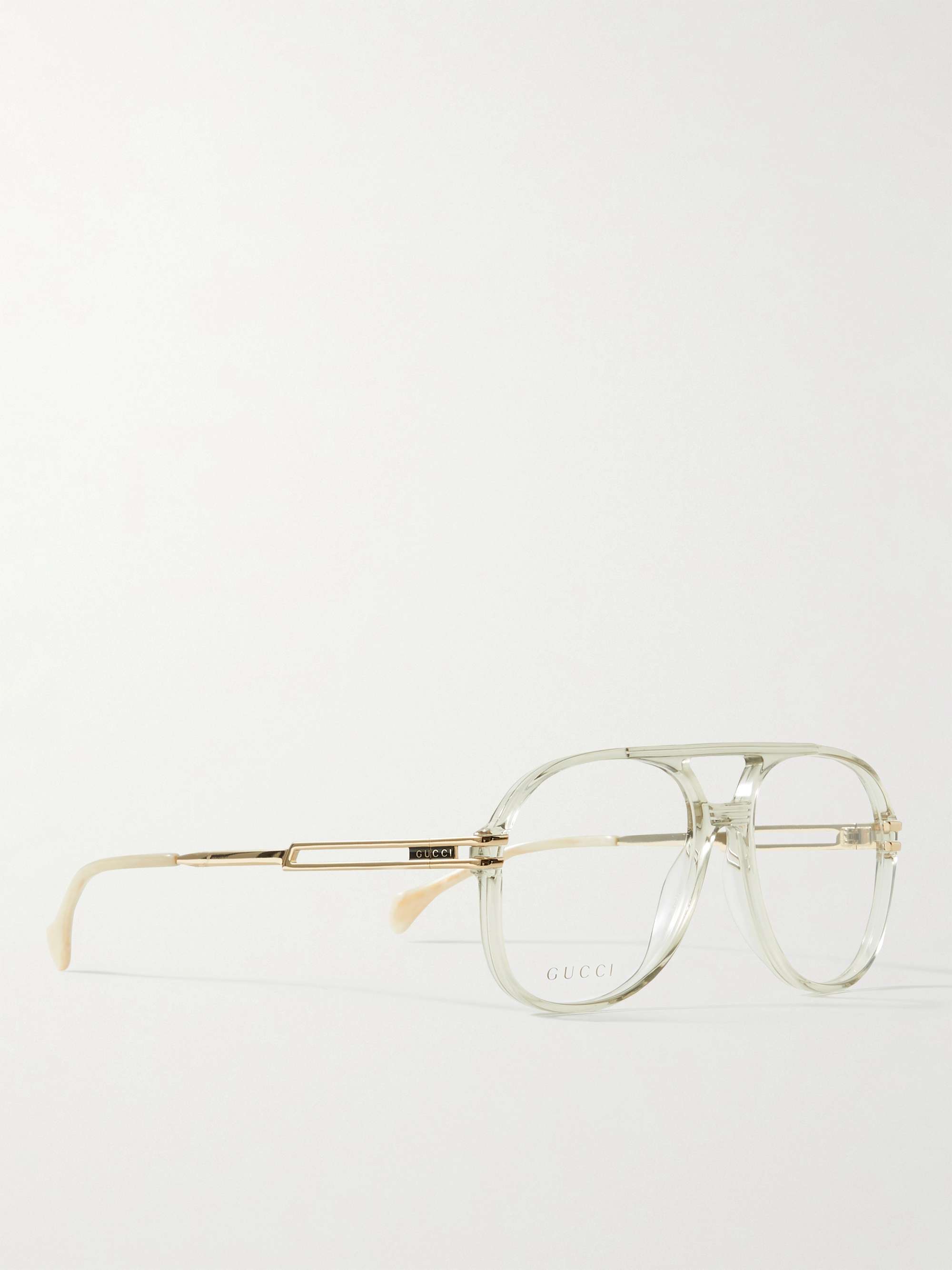 GUCCI EYEWEAR Aviator-Style Acetate and Gold-Tone Optical Glasses for Men |  MR PORTER