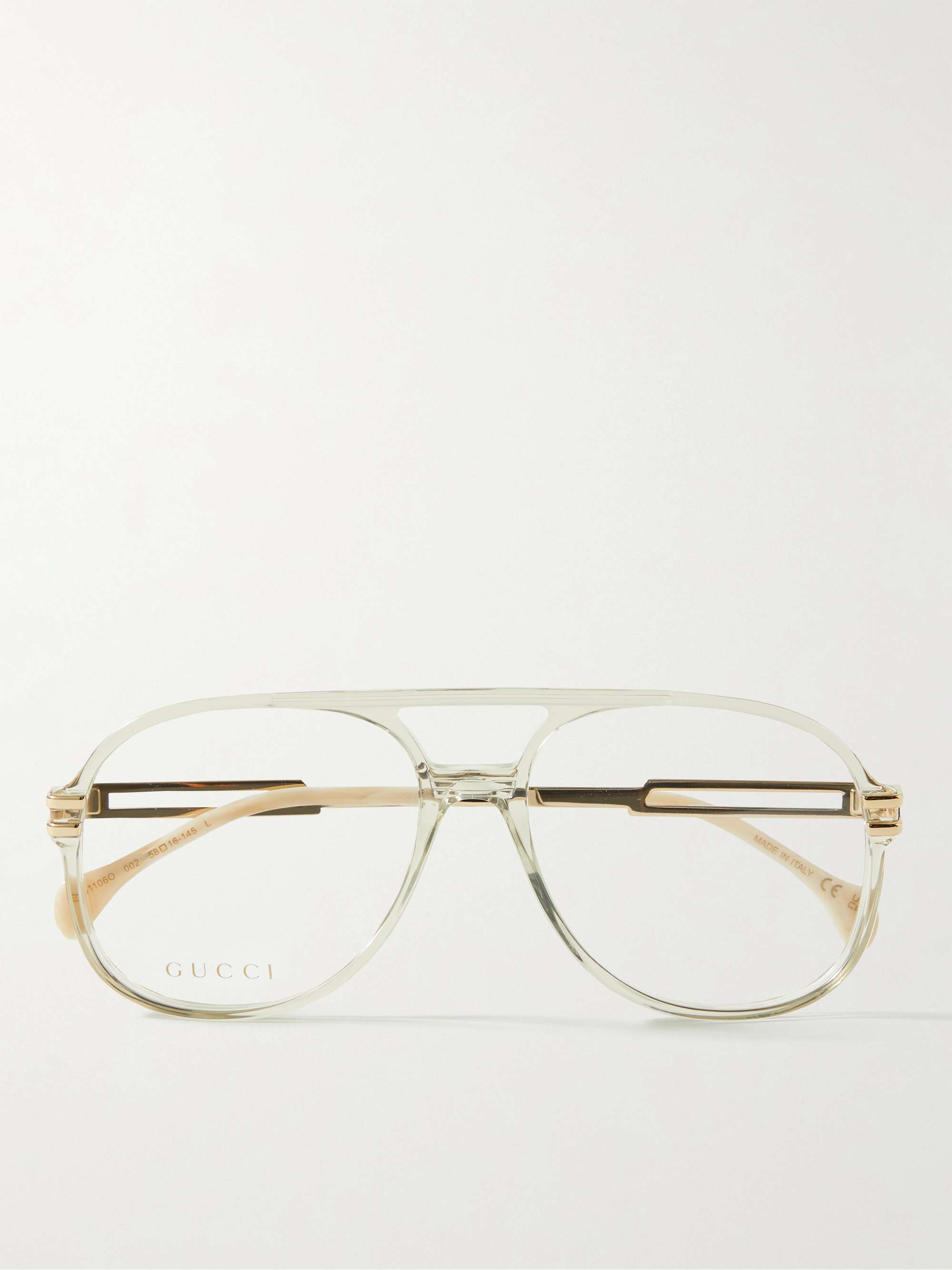 GUCCI EYEWEAR Aviator-Style Acetate and Gold-Tone Optical Glasses for Men |  MR PORTER