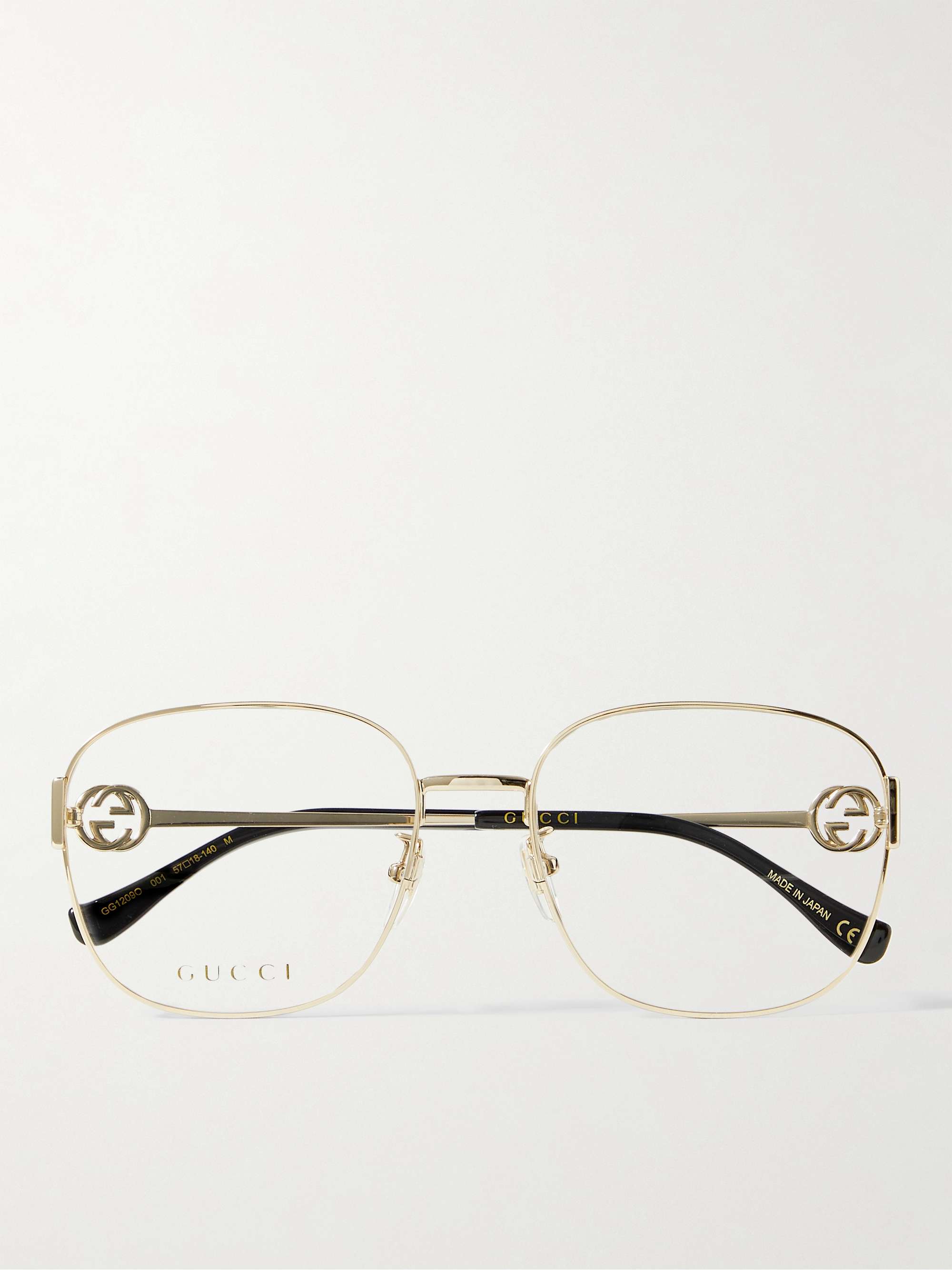 Goldfarbene Brille mit eckigem Rahmen und Kette | MR PORTER