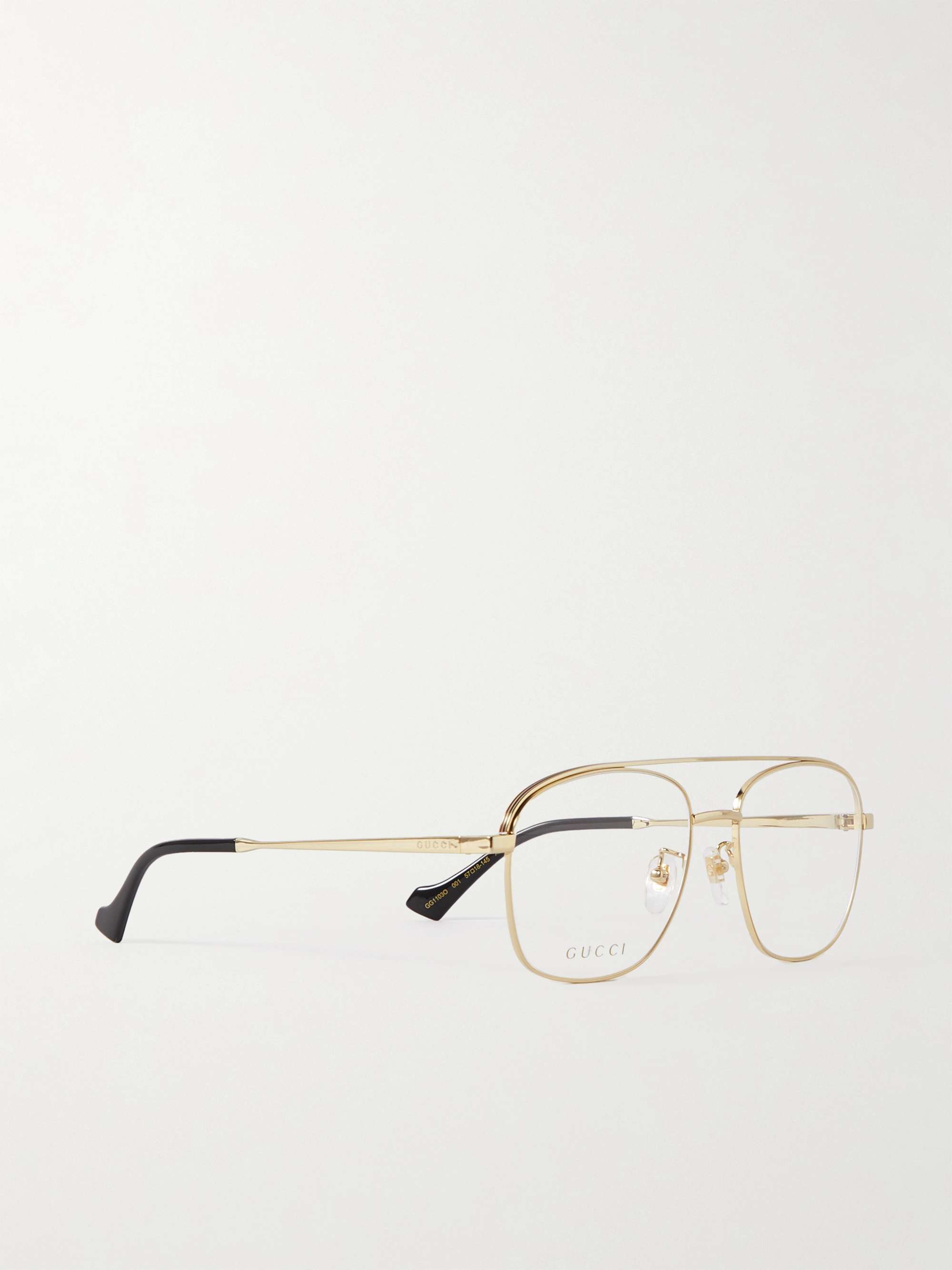 ذهبي نظارات طبية بأسلوب أفياتور من معدن ذهبي اللون | GUCCI EYEWEAR | MR  PORTER