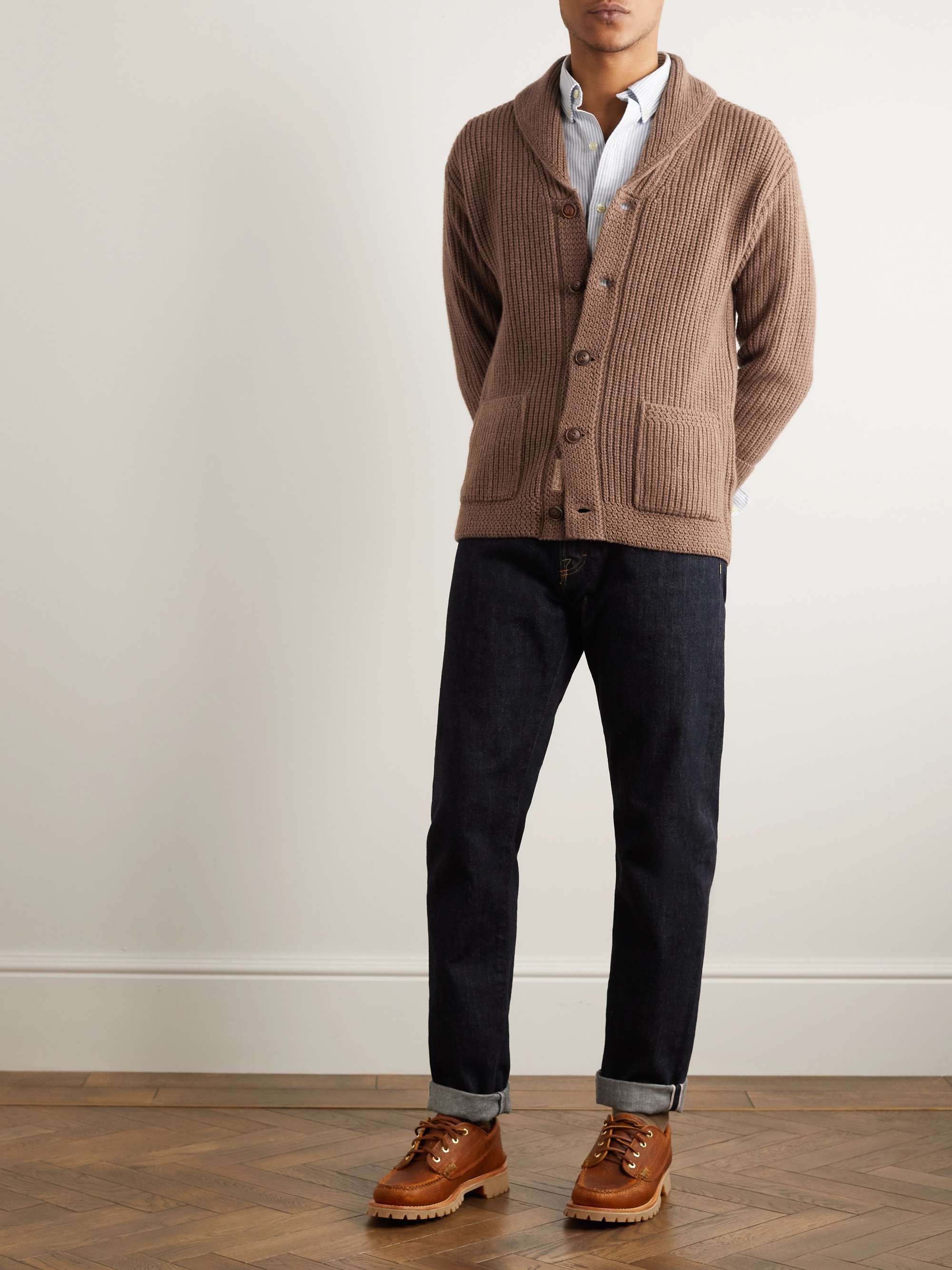 POLO RALPH LAUREN Shawl-Collar Ribbed Wool and Cashmere-Blend Cardigan | MR  PORTER