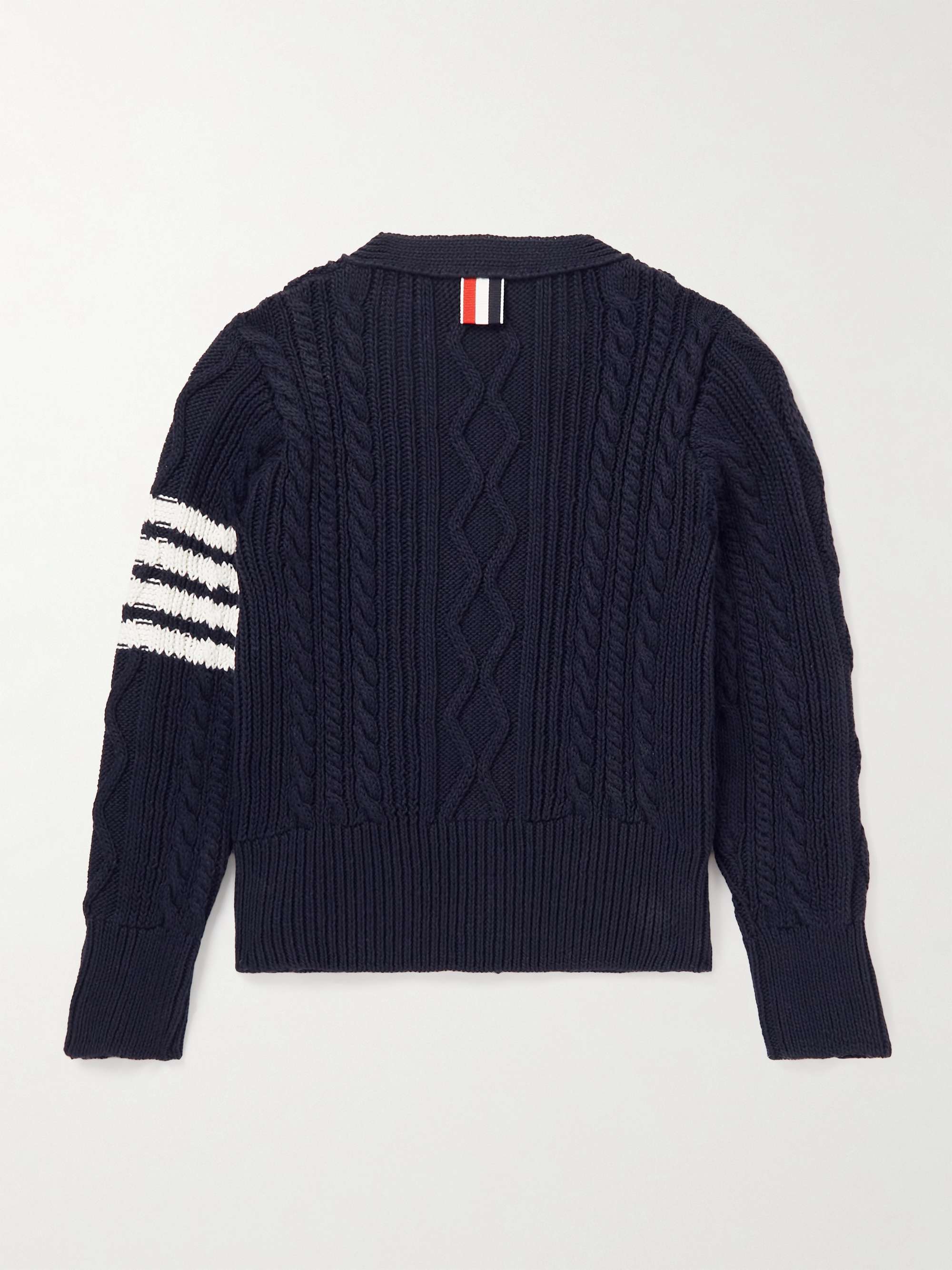 THOM BROWNE KIDS Striped Cable-Knit Cotton Cardigan | MR PORTER