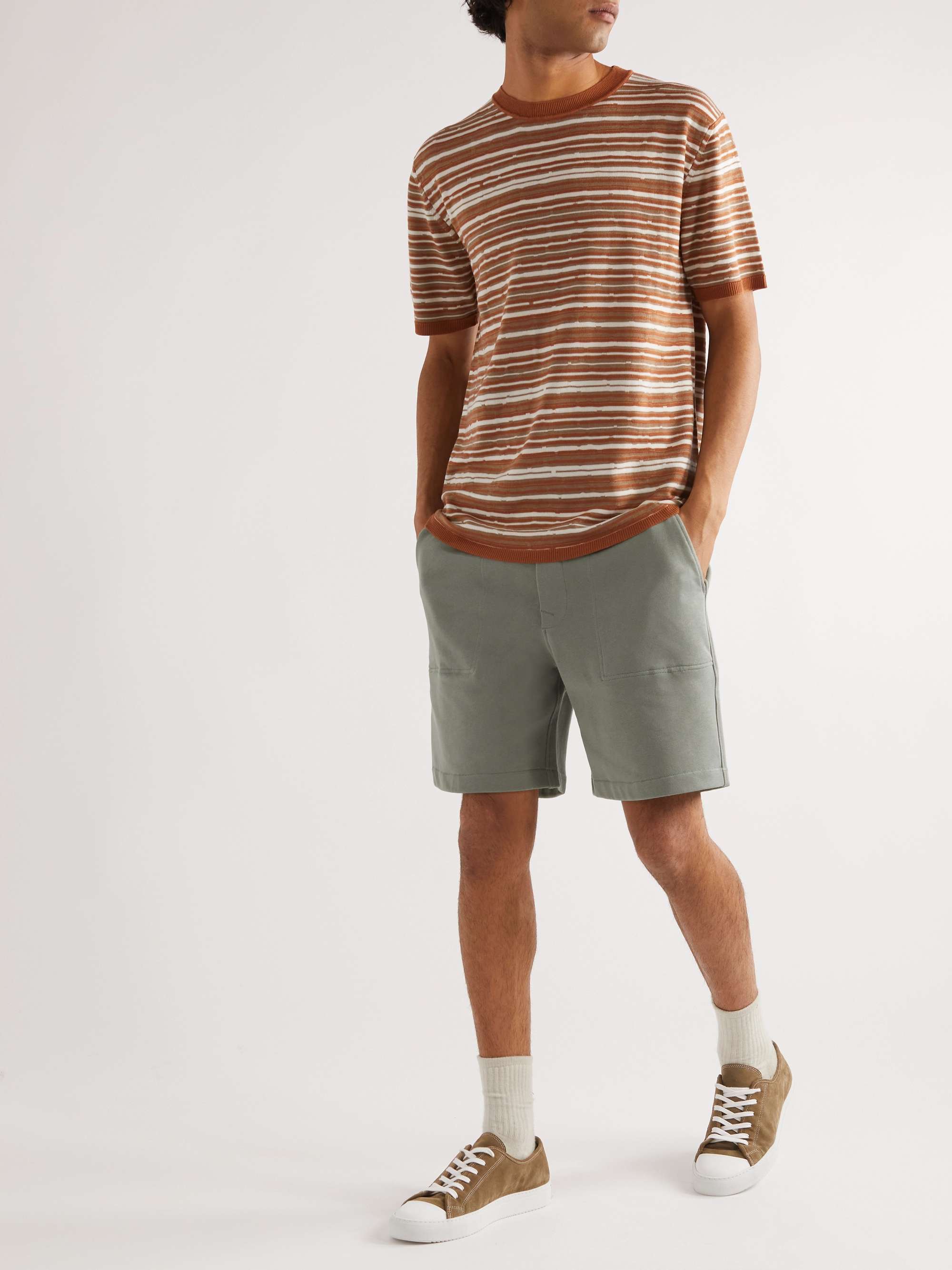 Pistazie Gerade geschnittene Shorts aus Baumwoll-Jersey mit Kordelzugbund |  MR P. | MR PORTER