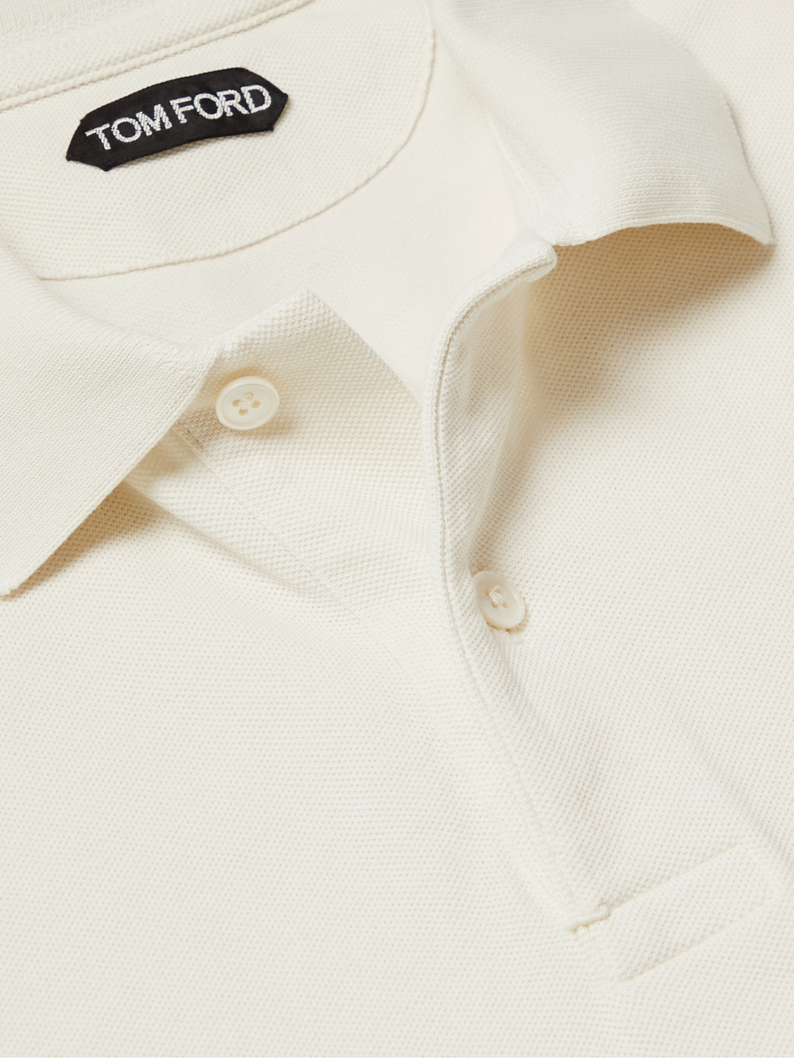 Shop Tom Ford Cotton-piqué Polo Shirt In Neutrals