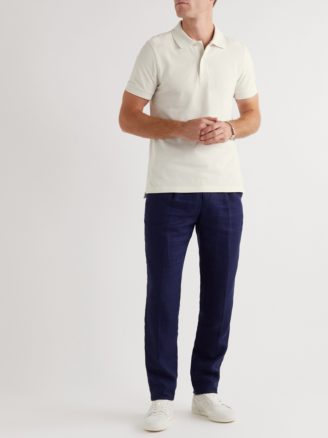 Shop Tom Ford Cotton-piqué Polo Shirt In Neutrals