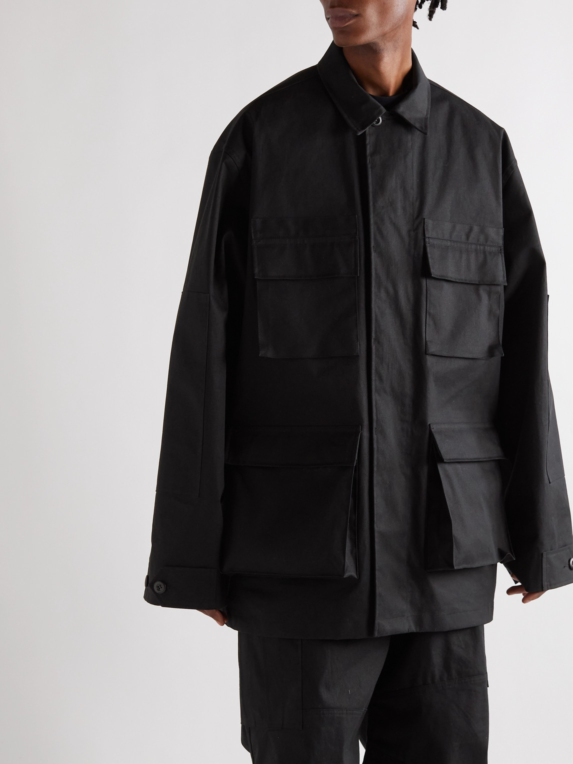 Shop Balenciaga Cotton-drill Overshirt In Black