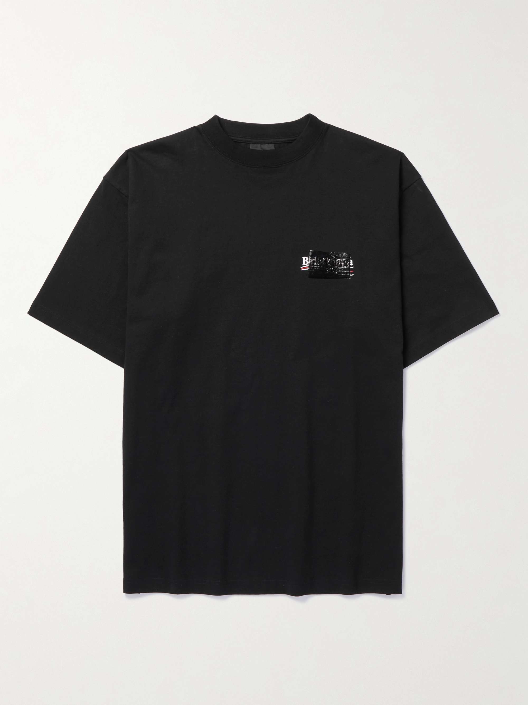 BALENCIAGA Gaffer Oversized Logo-Embroidered Appliquéd Cotton-Jersey  T-Shirt | MR PORTER
