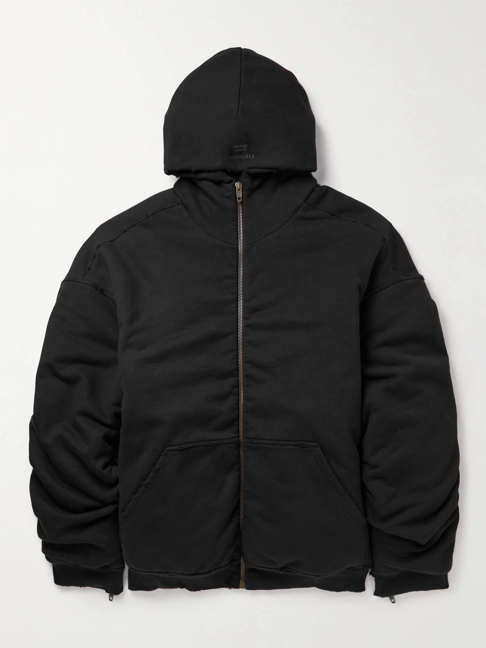 BALENCIAGA Oversized Padded Cotton-Jersey Hooded Bomber Jacket for
