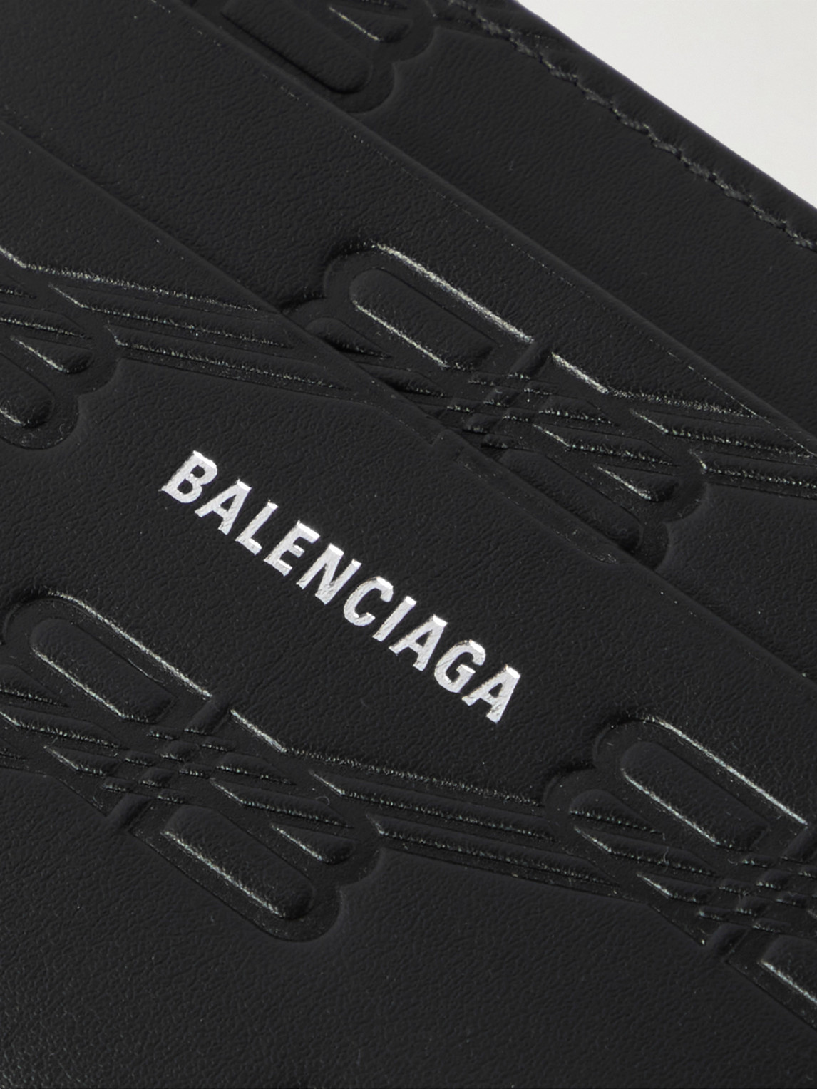 Shop Balenciaga Logo-print Monogrammed Leather Cardholder In Black
