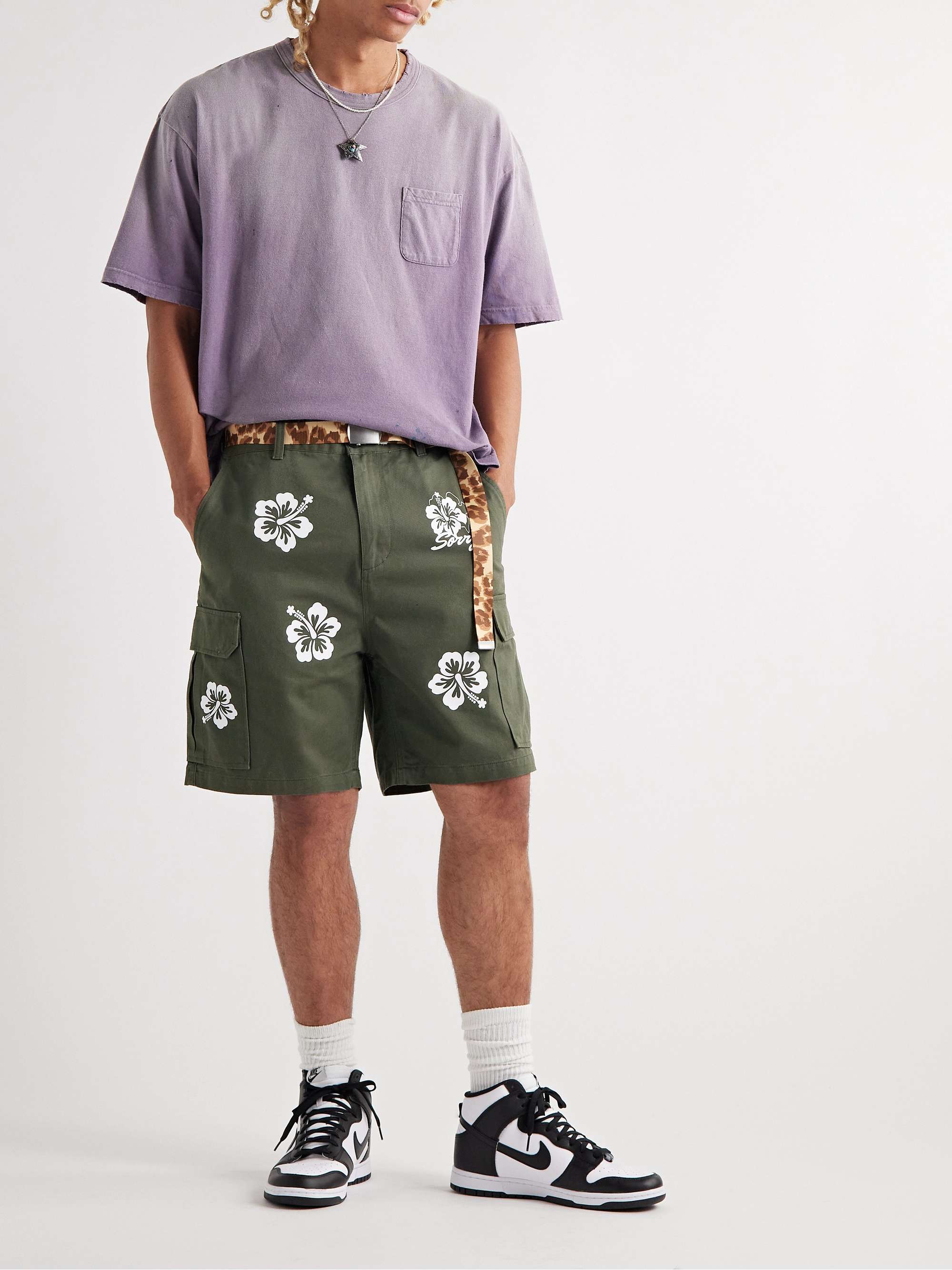 SORRY IN ADVANCE Floral-Print Cotton-Blend Canvas Cargo Shorts for Men | MR  PORTER