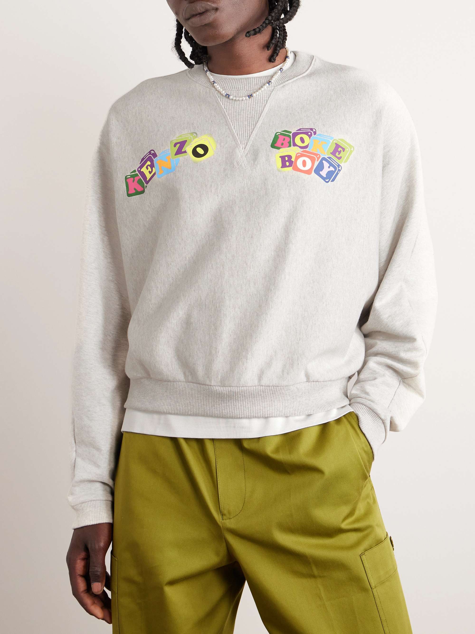 KENZO Boke Boy Logo-Print Cotton-Jersey Sweatshirt for Men | MR PORTER