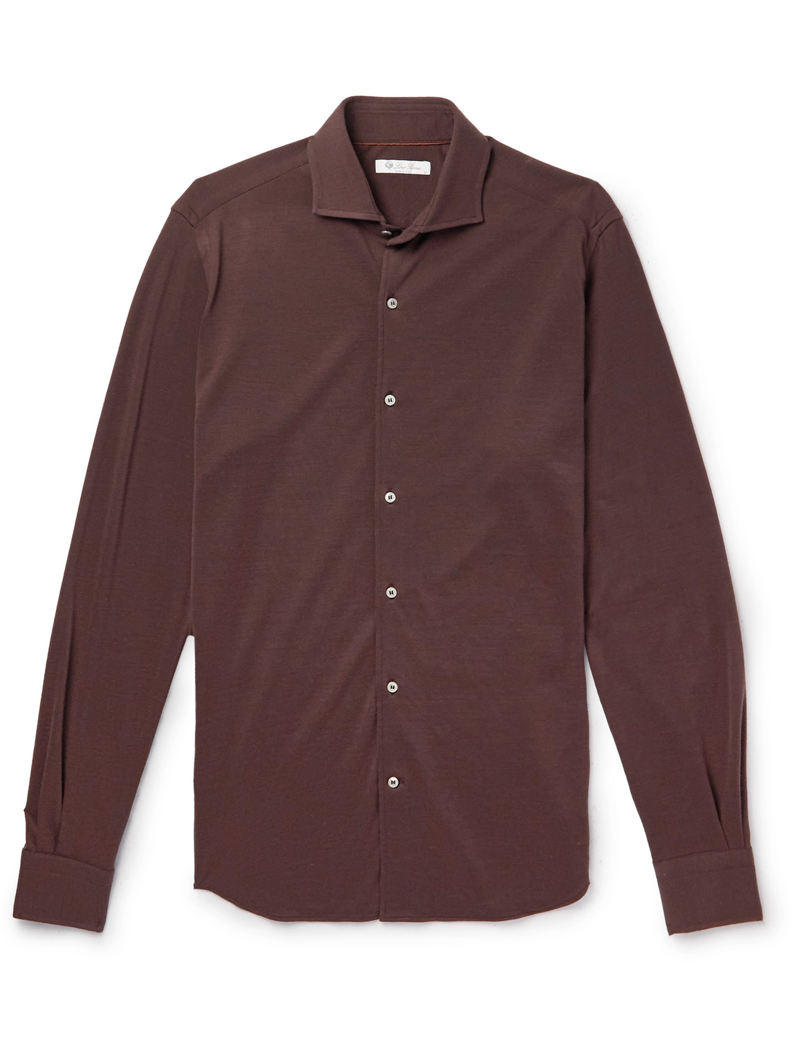 Loro Piana Andrew Wool-piqué Shirt In Brown