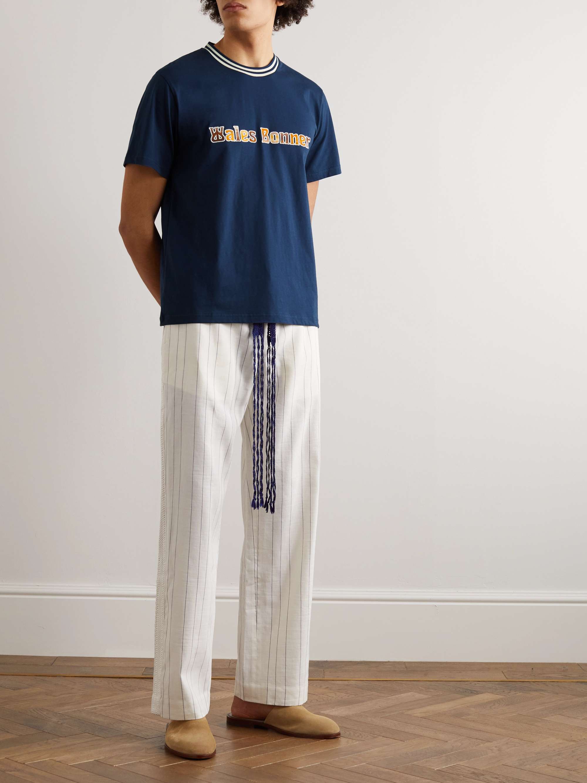 WALES BONNER Logo-Embroidered Cotton-Jersey T-Shirt for Men | MR PORTER