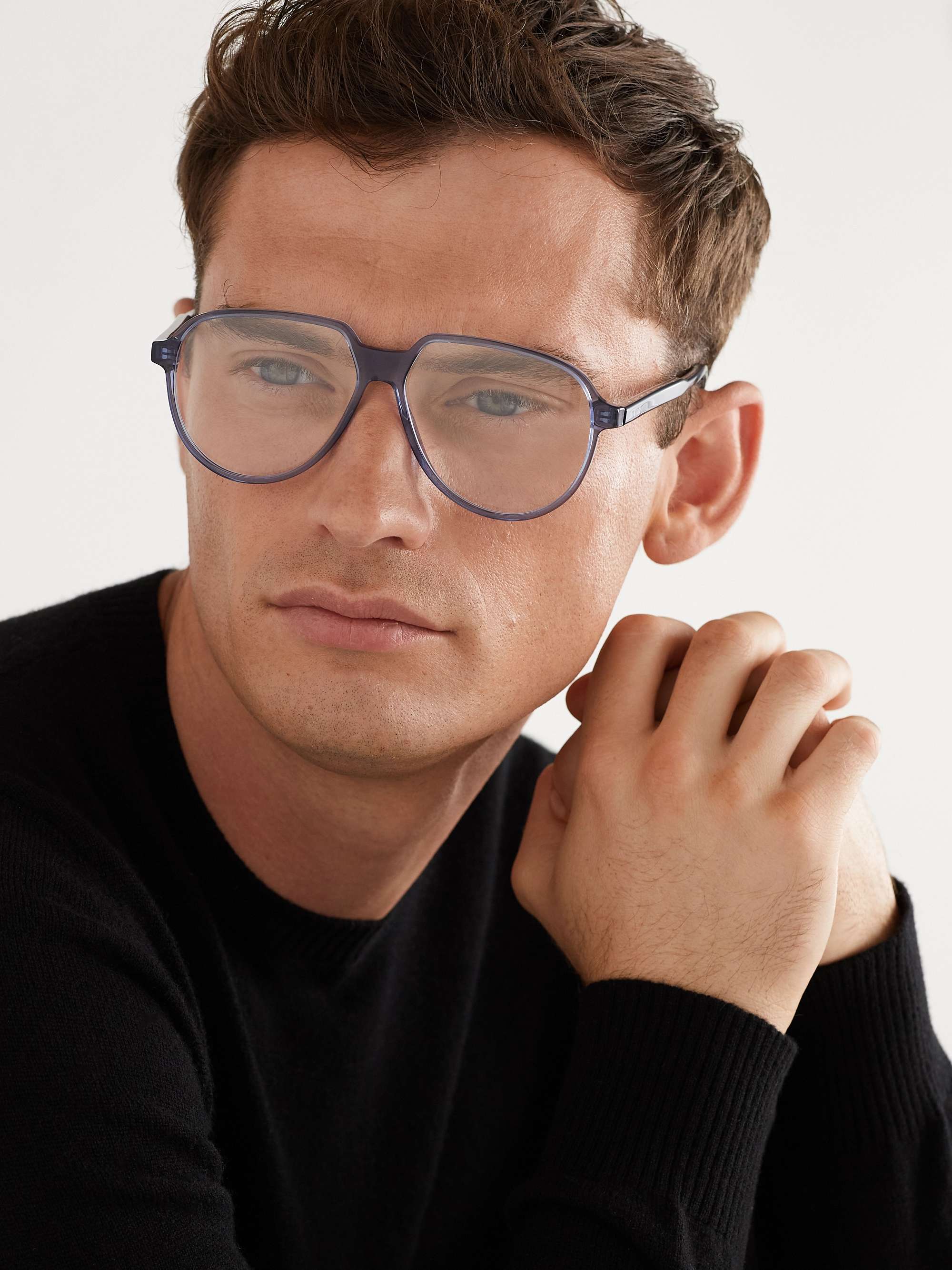 DIOR EYEWEAR InDior O A1I Aviator-Style Acetate and Silver-Tone Optical  Glasses for Men | MR PORTER
