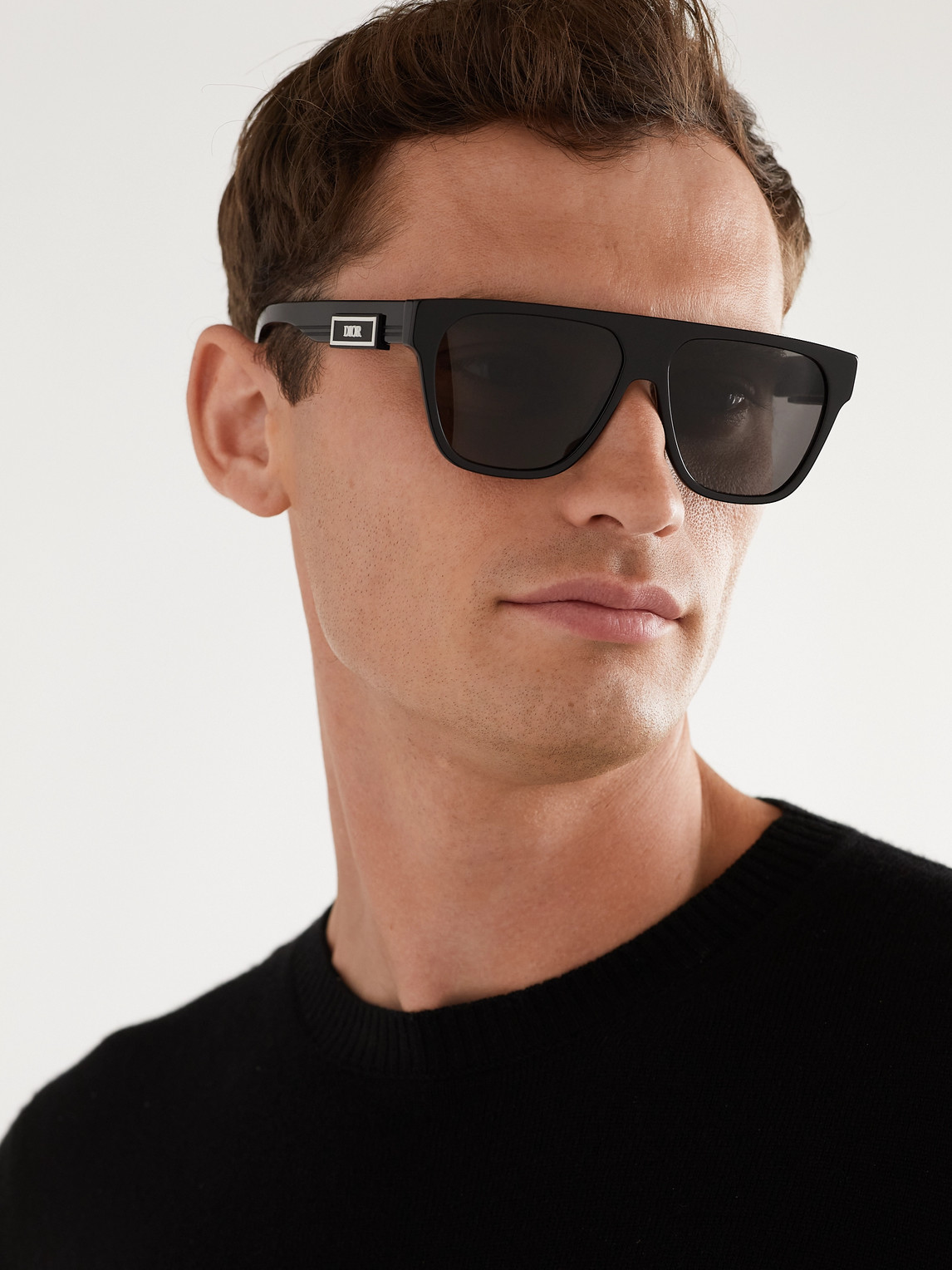 Shop Dior B23 S3i D-frame Acetate Sunglasses In Black