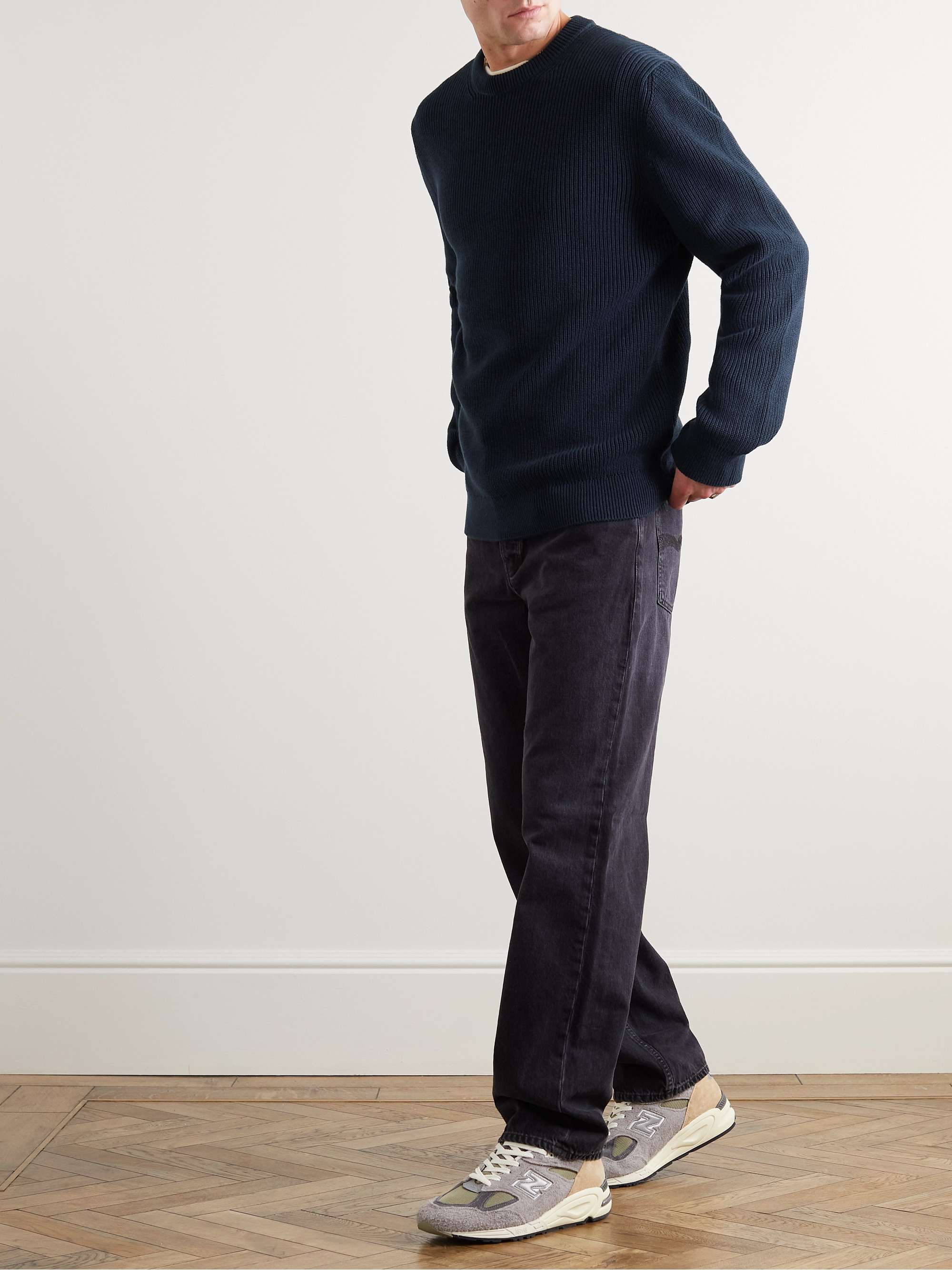 NUDIE JEANS August Ribbed Cotton Sweater | MR PORTER