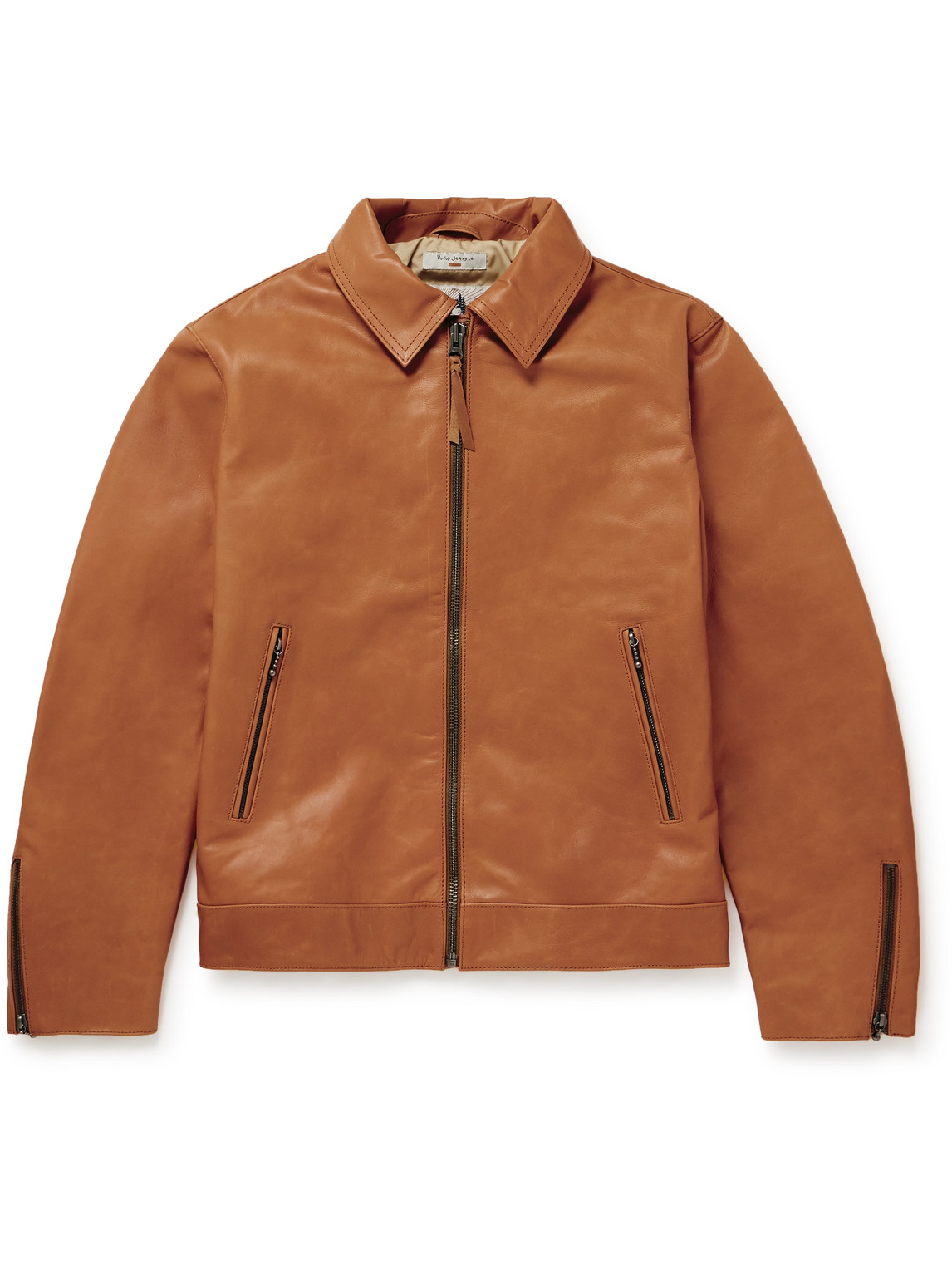 Nudie Jeans Eddy Slim-fit Leather Jacket In Brown | ModeSens