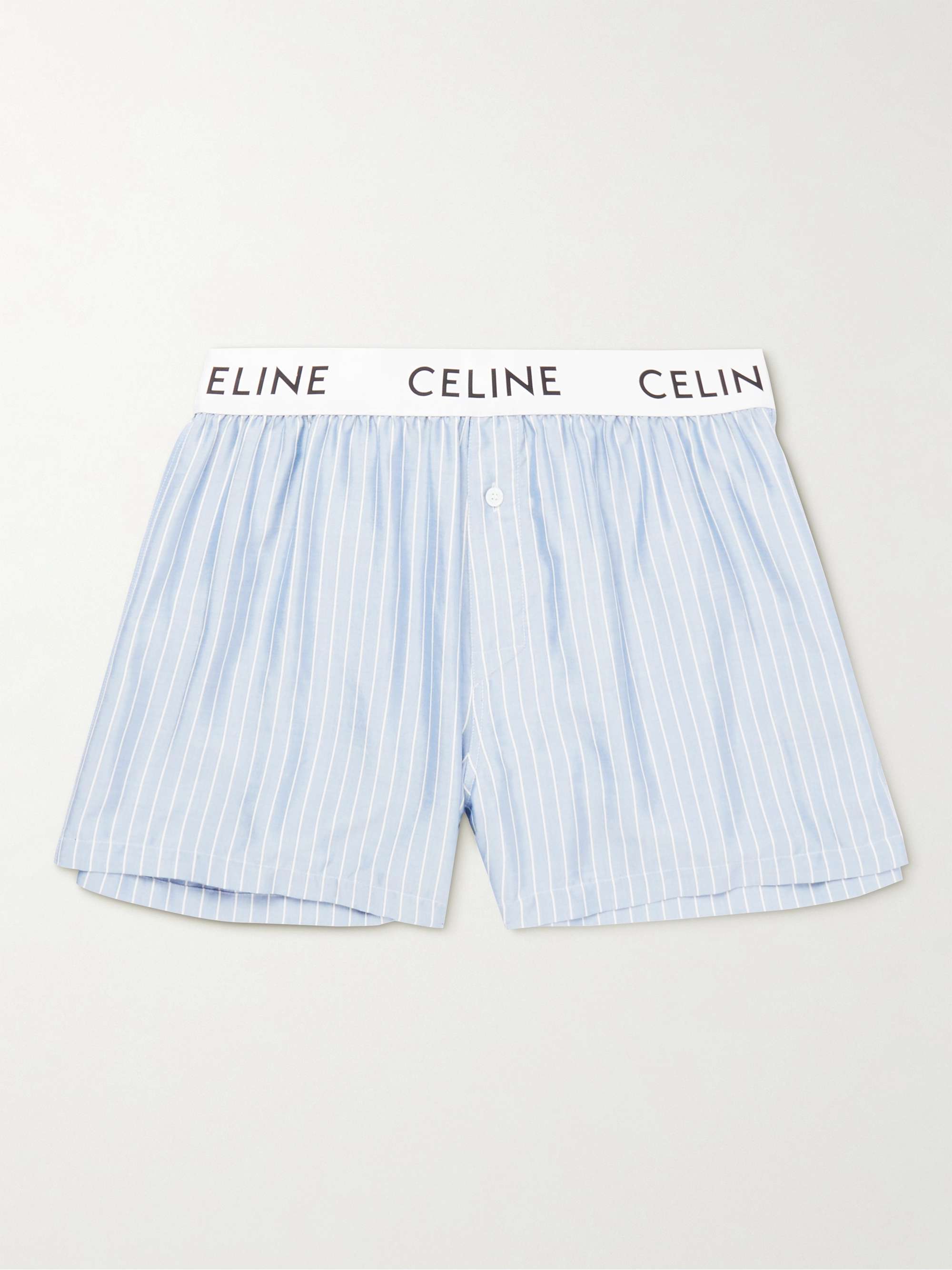 CELINE HOMME Straight-Leg Striped Silk Pyjama Shorts for Men | MR PORTER