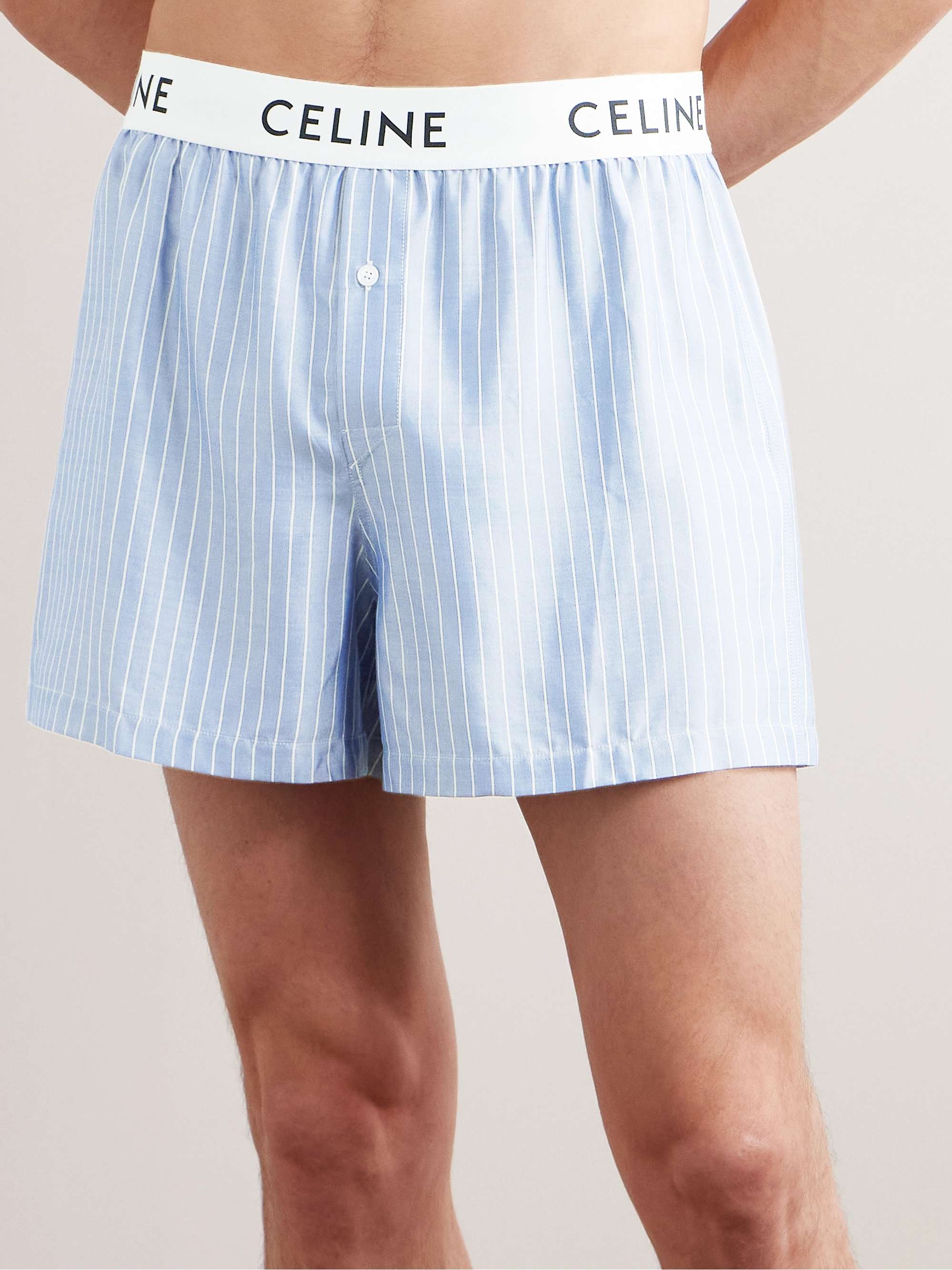 CELINE HOMME Straight-Leg Striped Silk Pyjama Shorts for Men