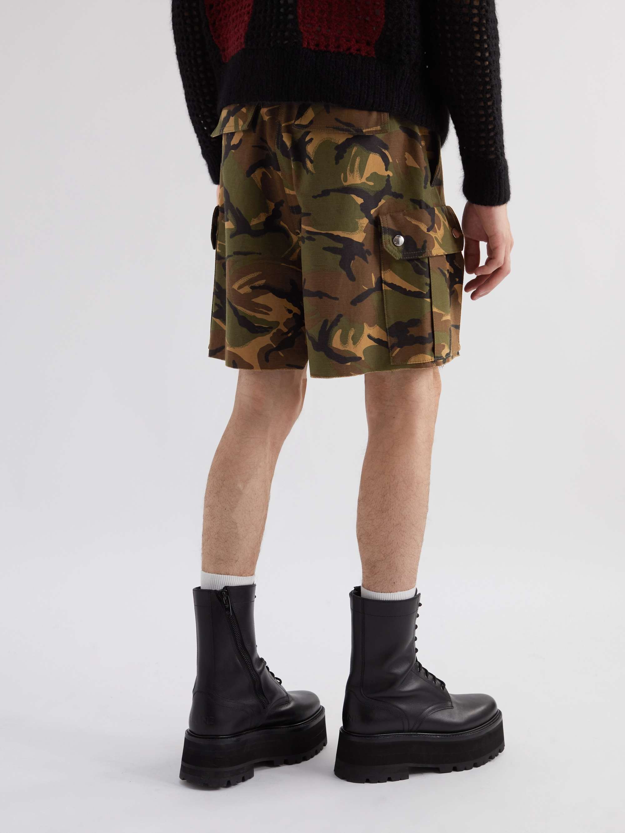 CELINE HOMME Wide-Leg Camouflage-Print Cotton Cargo Shorts for Men | MR  PORTER