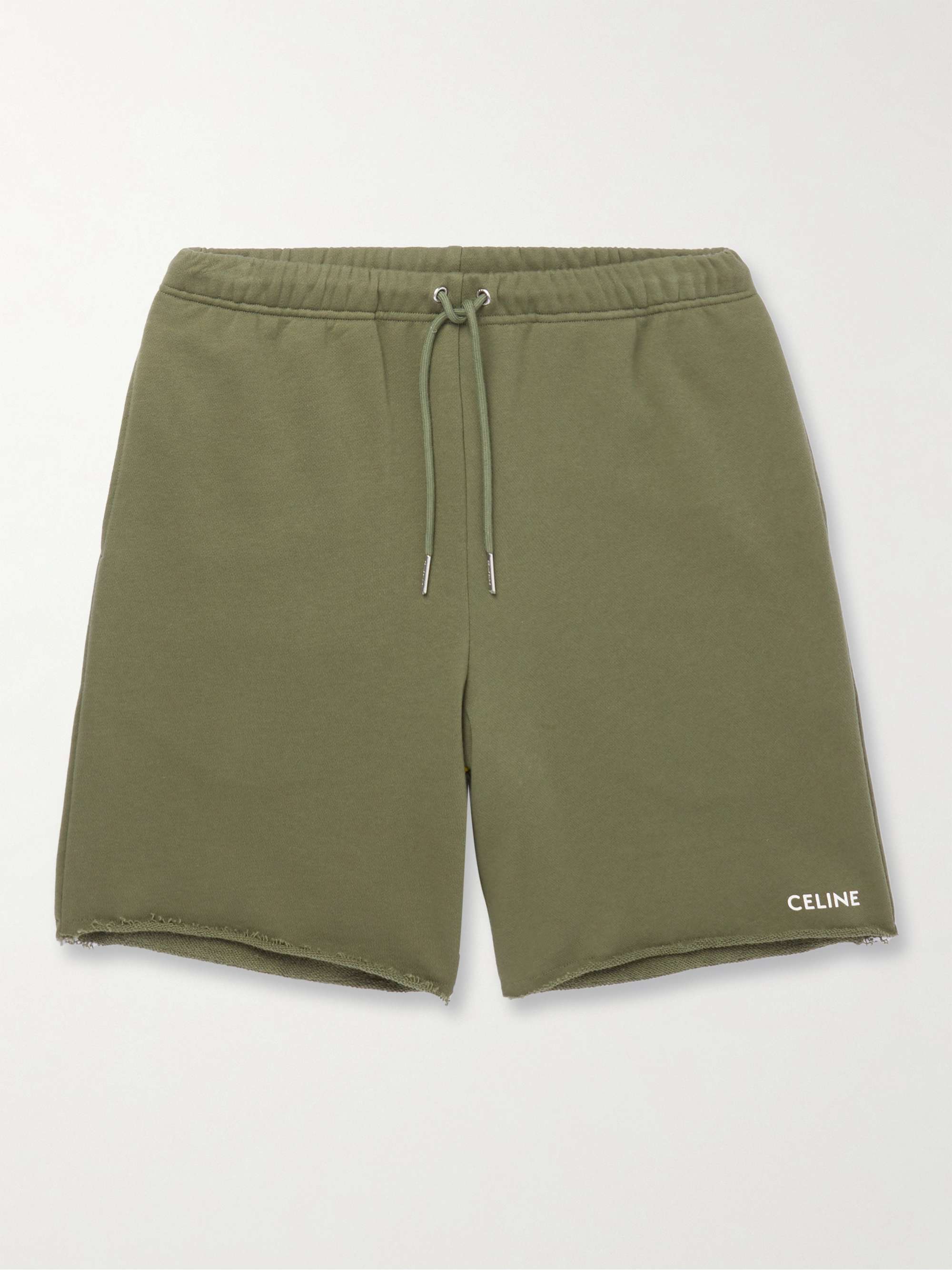 CELINE HOMME Straight-Leg Logo-Print Cotton-Jersey Drawstring Shorts for  Men | MR PORTER