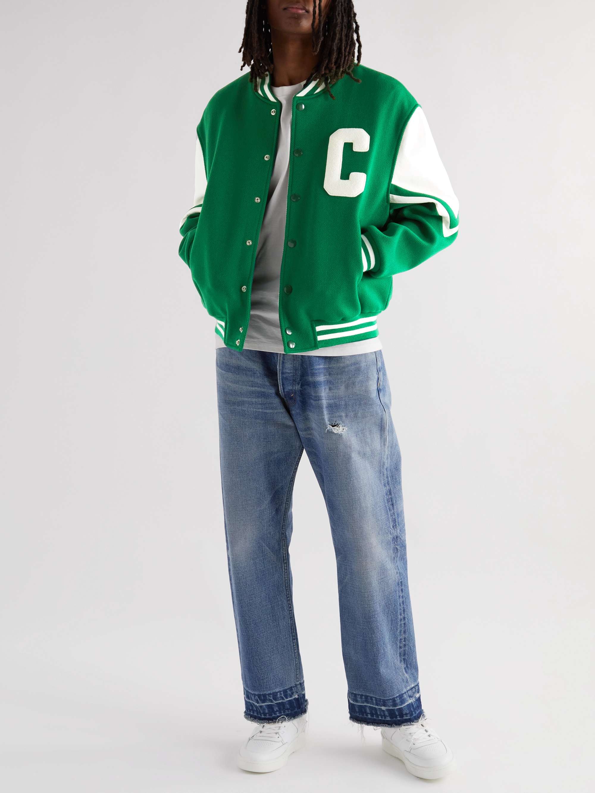 Celine Homme Men's Teddy Appliquéd Varsity Jacket