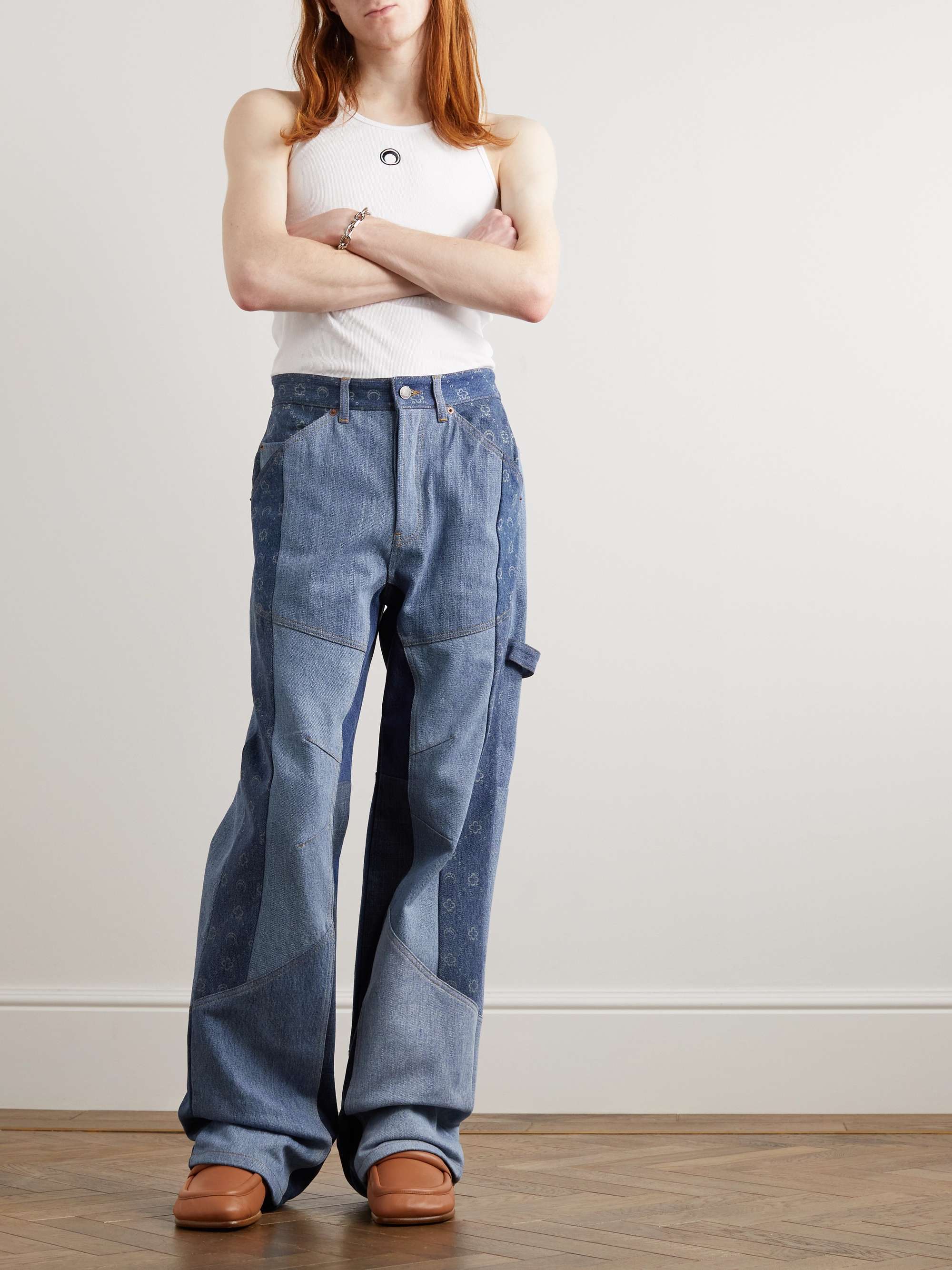 MARINE SERRE Straight-Leg Printed Patchwork Jeans | MR PORTER